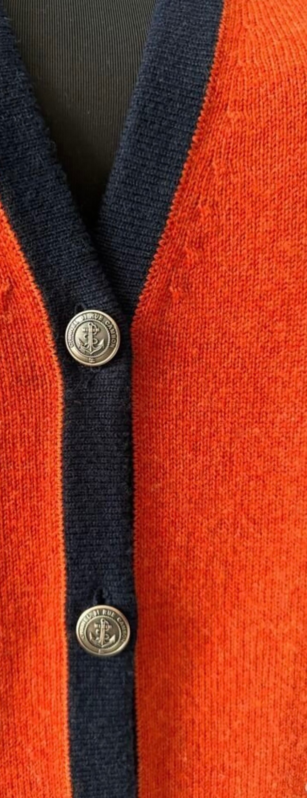 Chanel Paris/Hamburg Orange  Blue Cashmere Longline Cardigan Size S