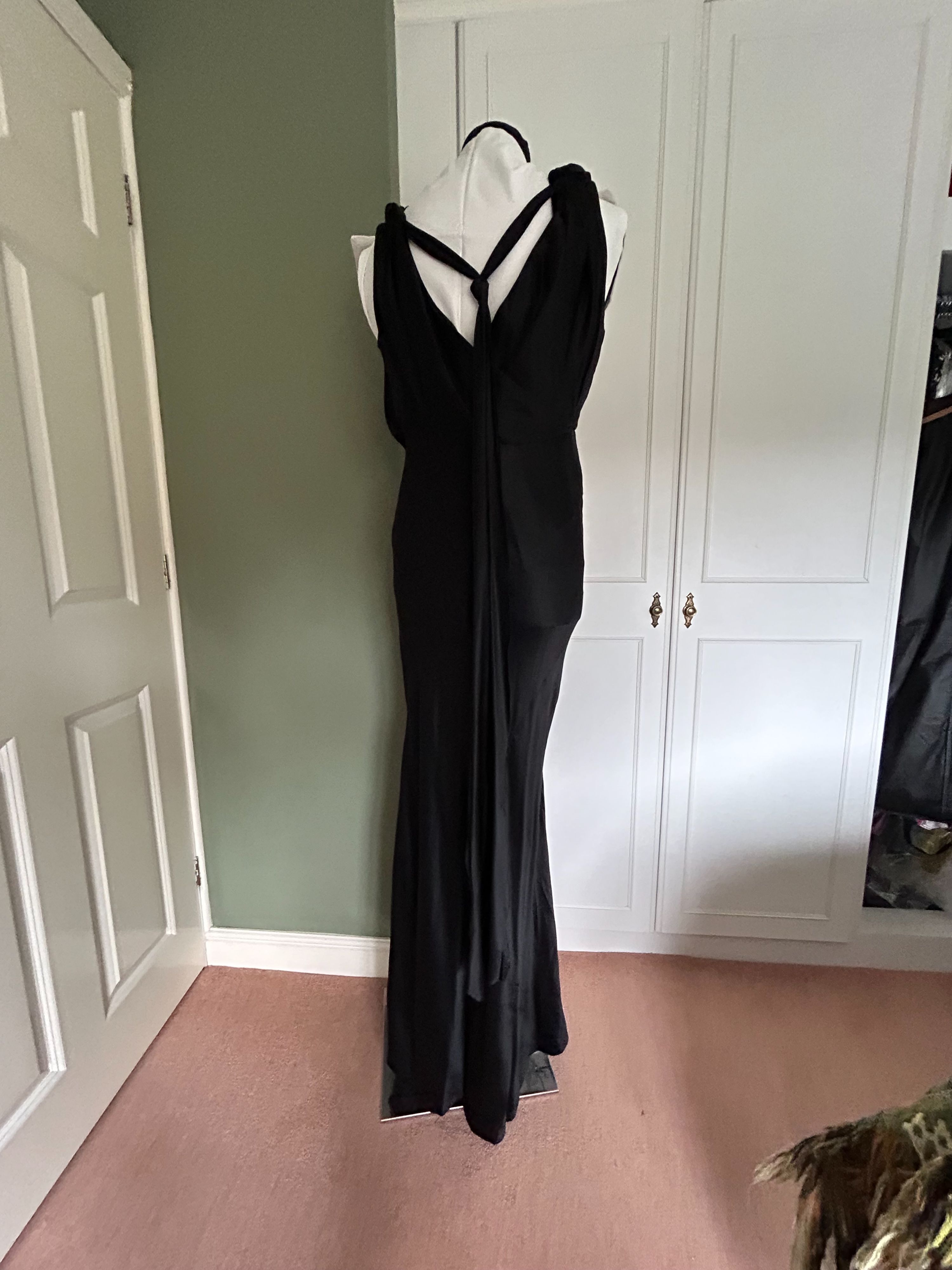 Alberta Ferretti Black Silk Maxi Dress Size L