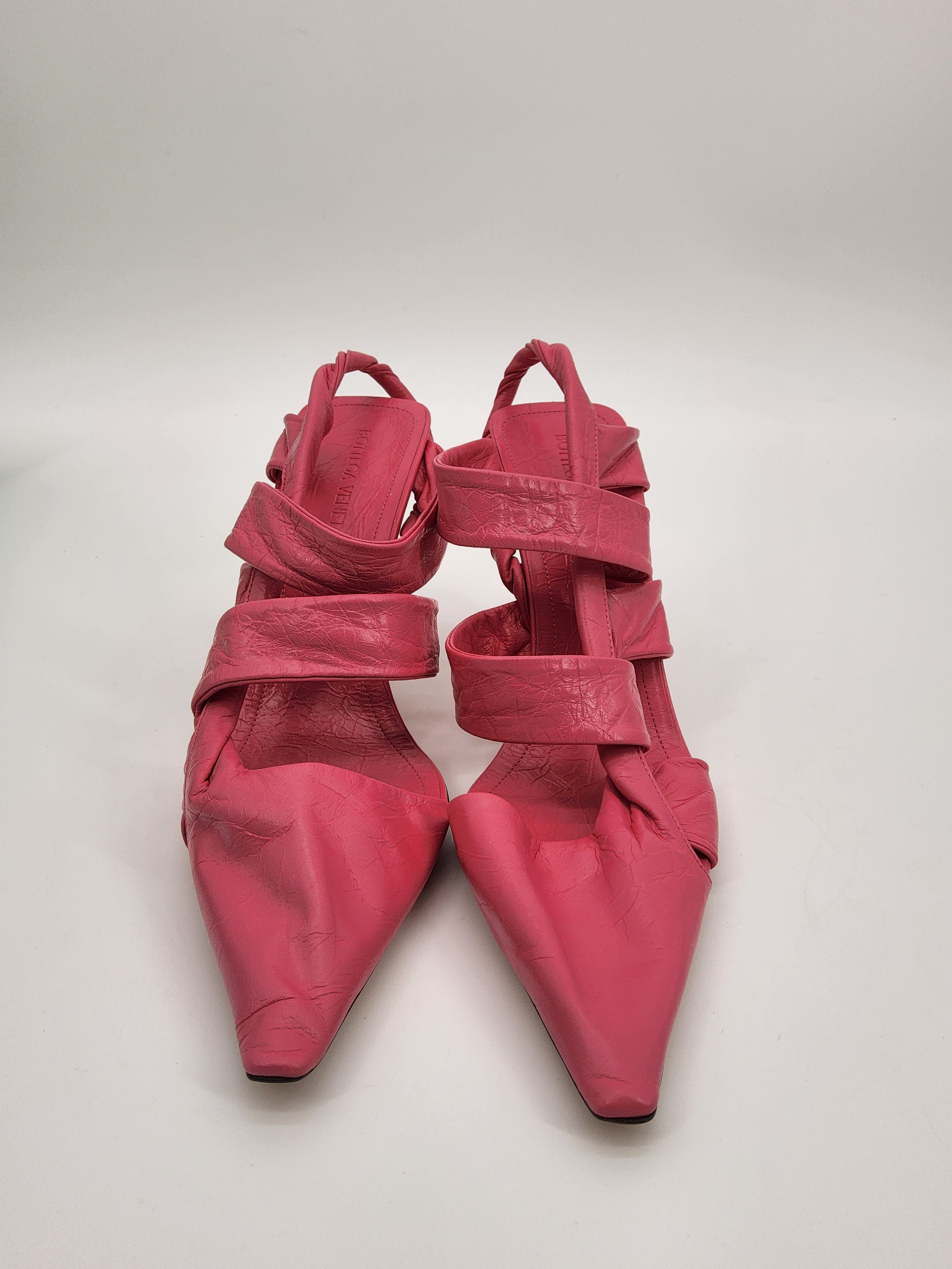 Bottega Veneta Pink Leather Slingback Sandals Size 395