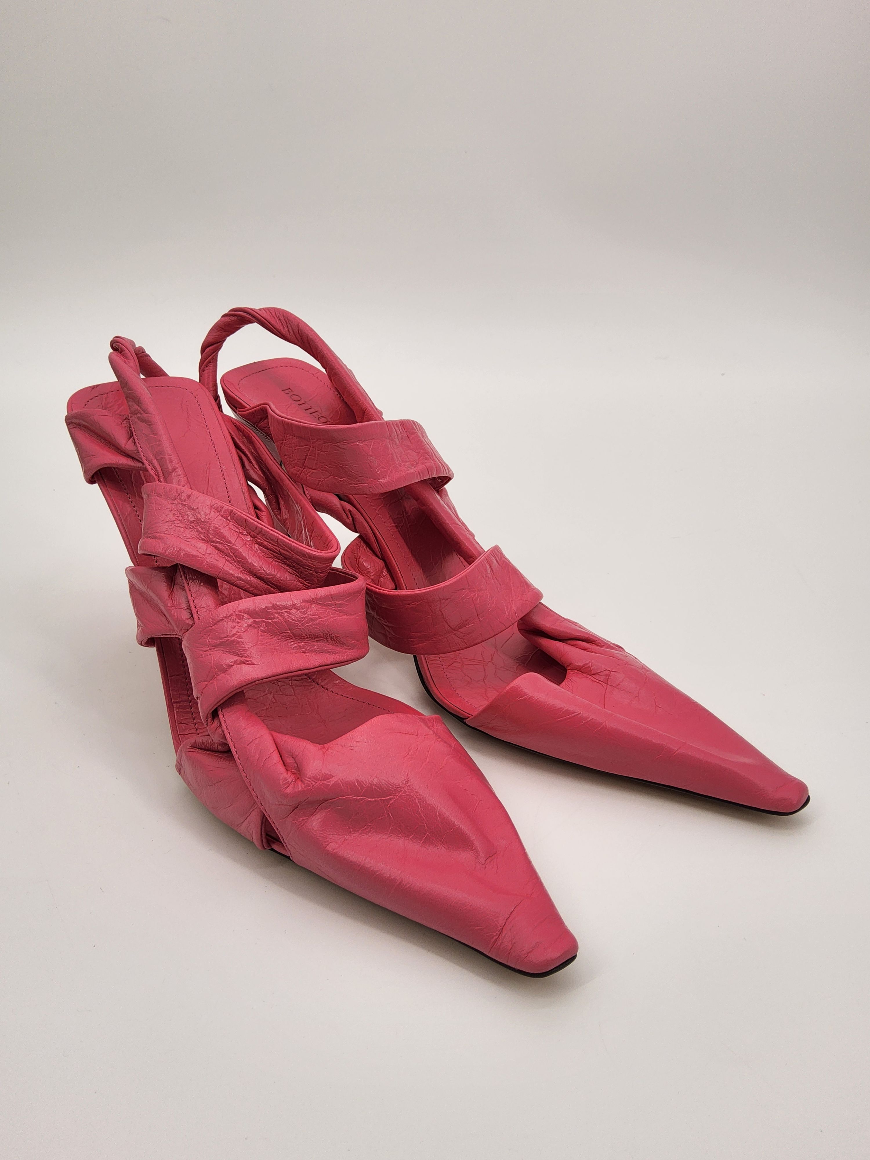 Bottega Veneta Pink Leather Slingback Sandals Size 395