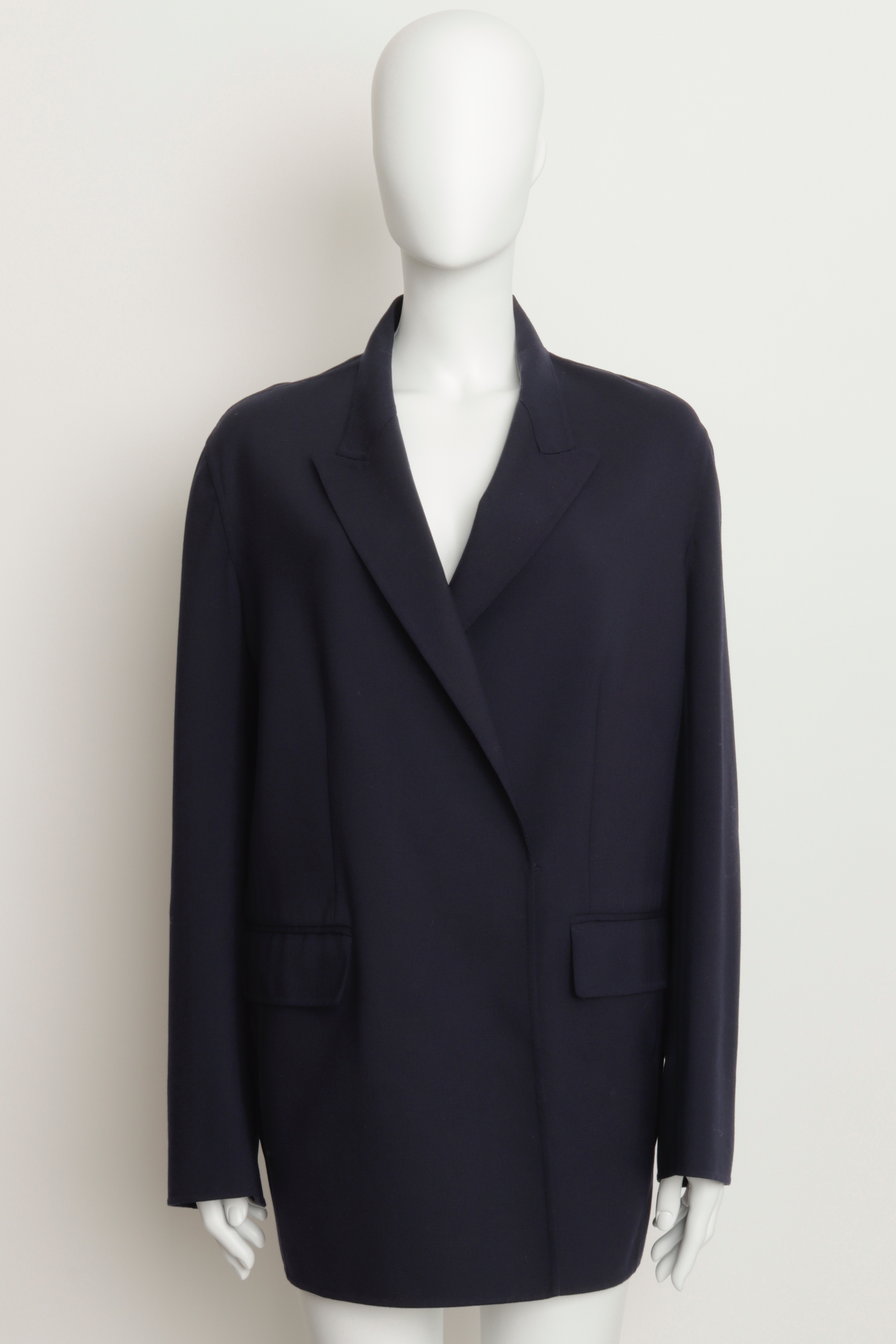 Preowned The Row Navy Tristan Oversized Single Breasted Blazer Size M wool