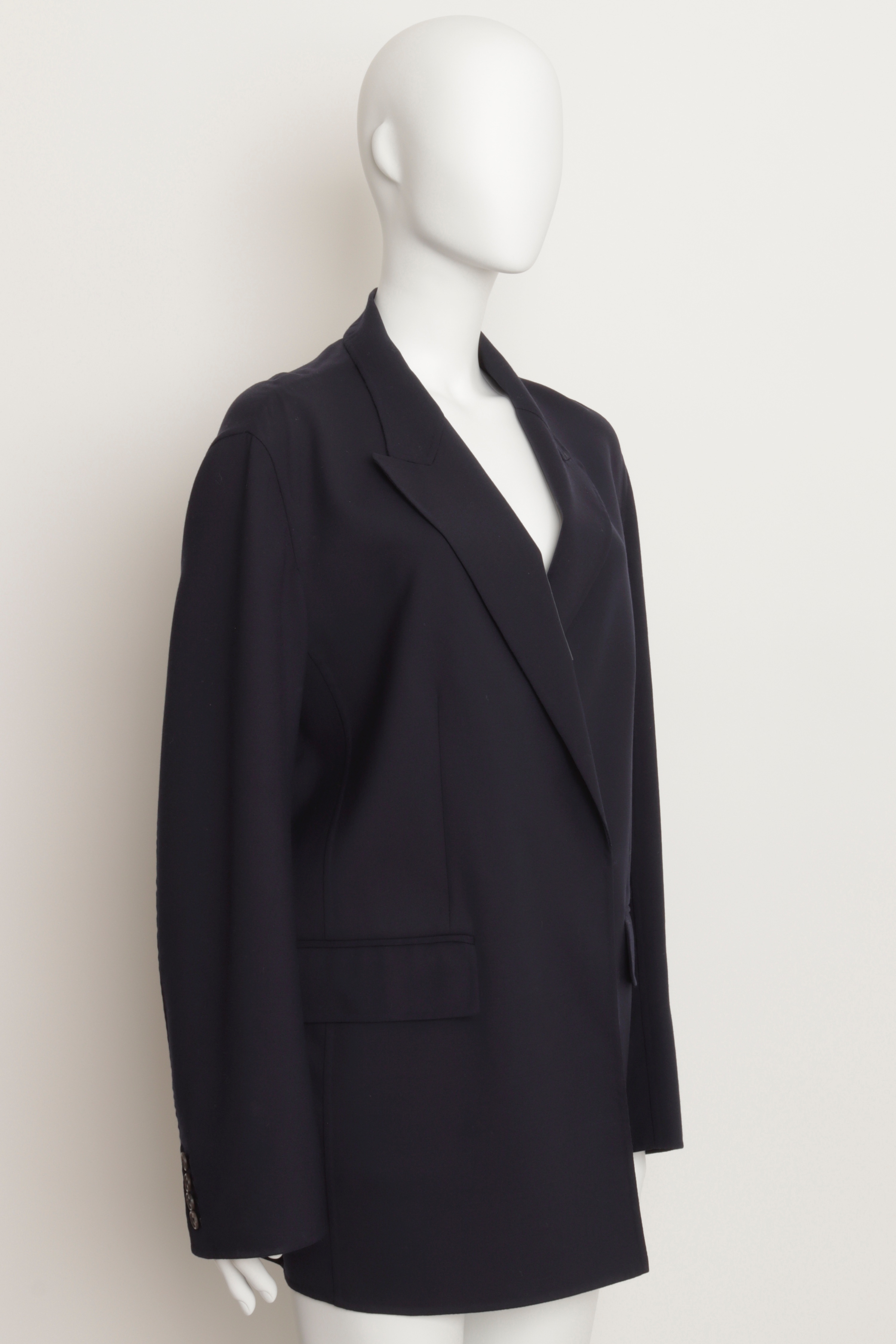 Preowned The Row Navy Tristan Oversized Single Breasted Blazer Size M wool