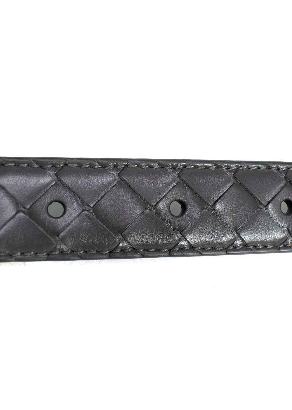 Bottega Veneta Grey Leather Intrecciato Belt Size S