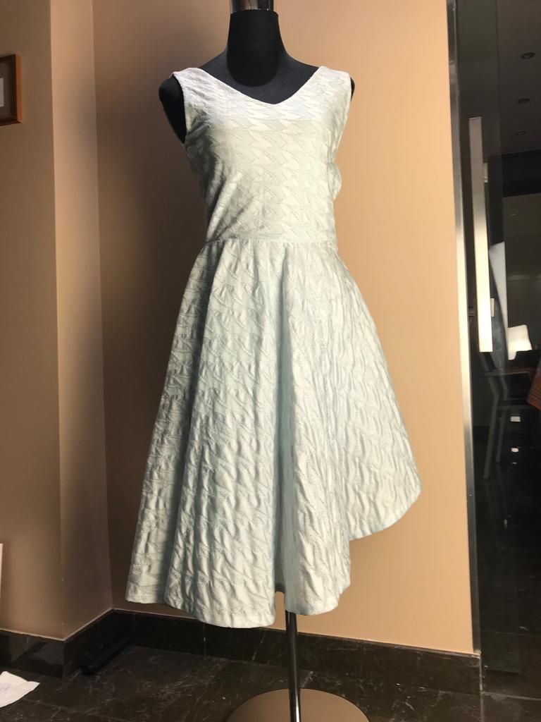 Preowned Dior Pale blue jacquard asymmetric dress Size XS Bue viscose