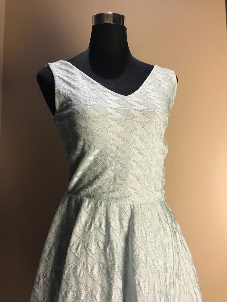 Preowned Dior Pale blue jacquard asymmetric dress Size XS Bue viscose