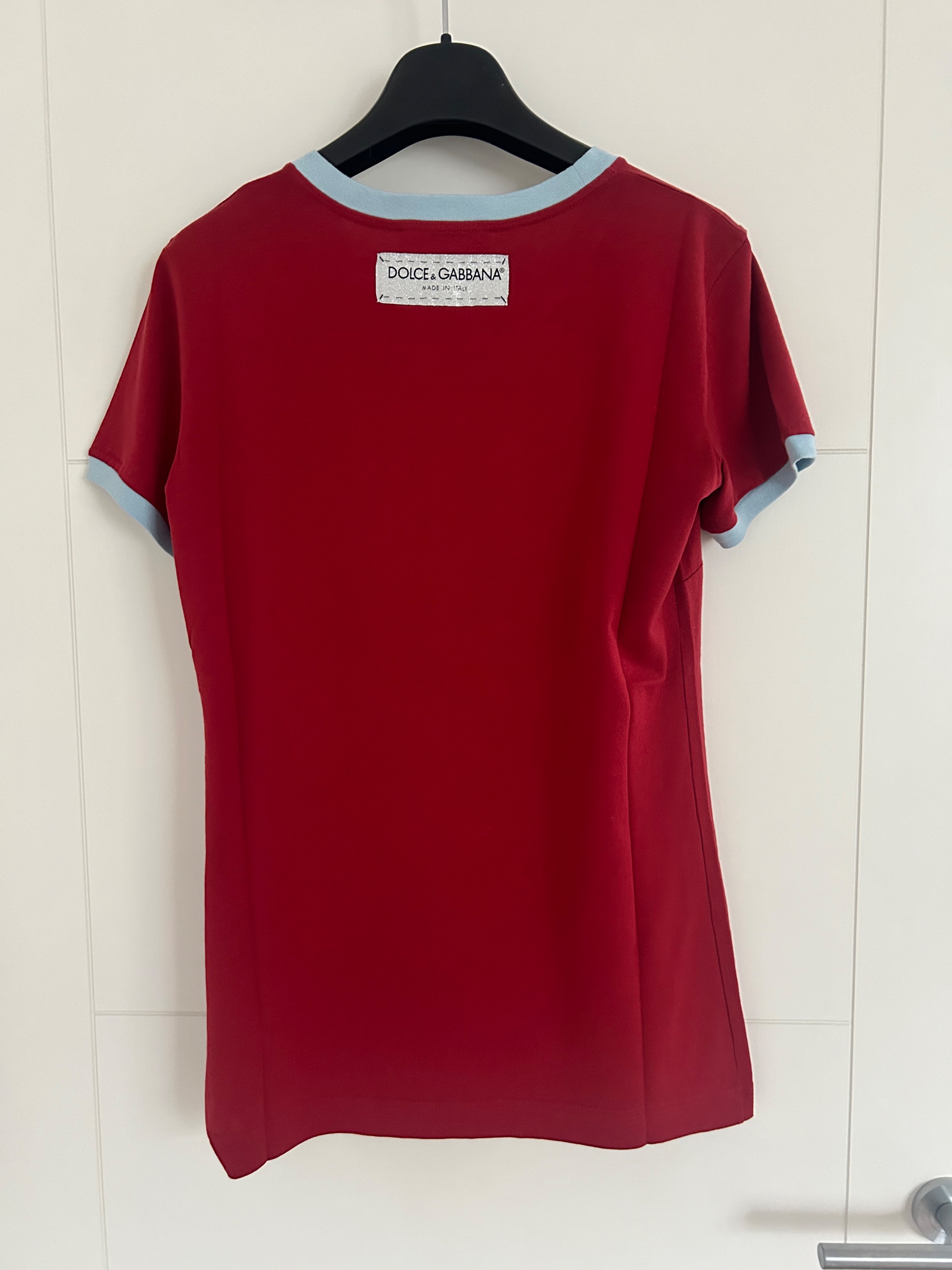 Dolce  Gabbana Burgundy DG Motif T-Shirt Size XS Red cotton