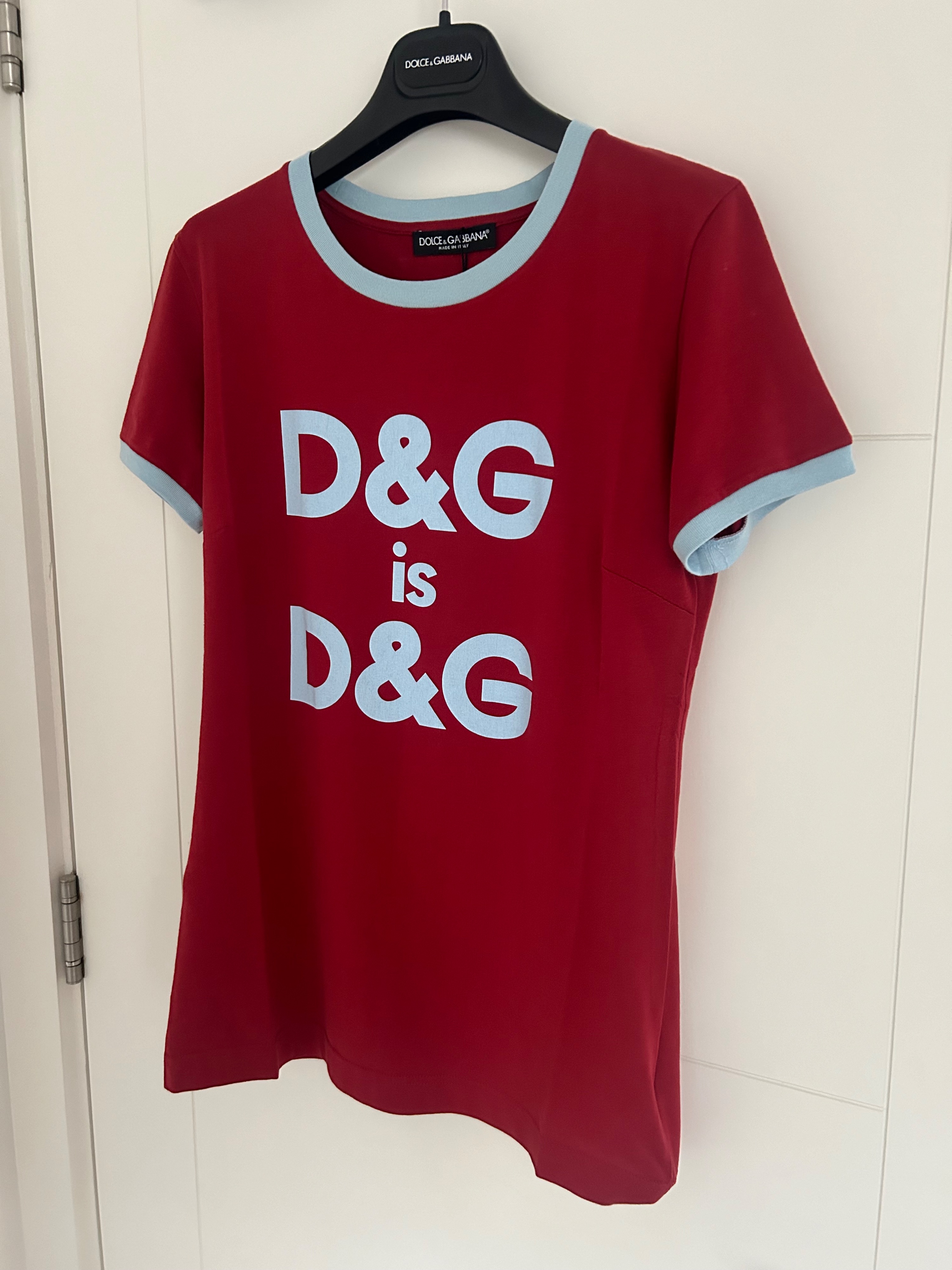 Dolce  Gabbana Burgundy DG Motif T-Shirt Size XS Red cotton