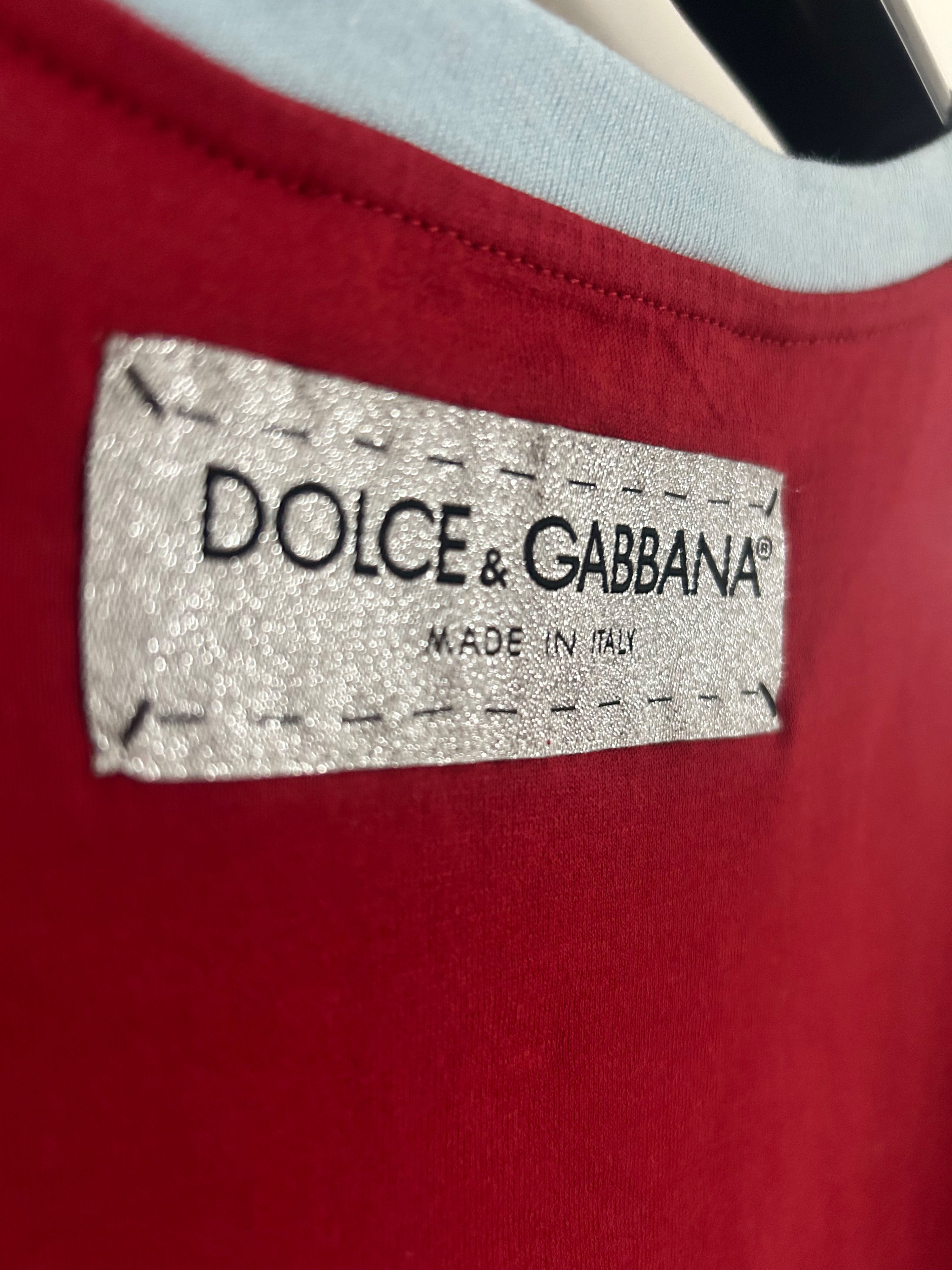 Dolce  Gabbana Burgundy DG Motif T-Shirt Size XS Red cotton