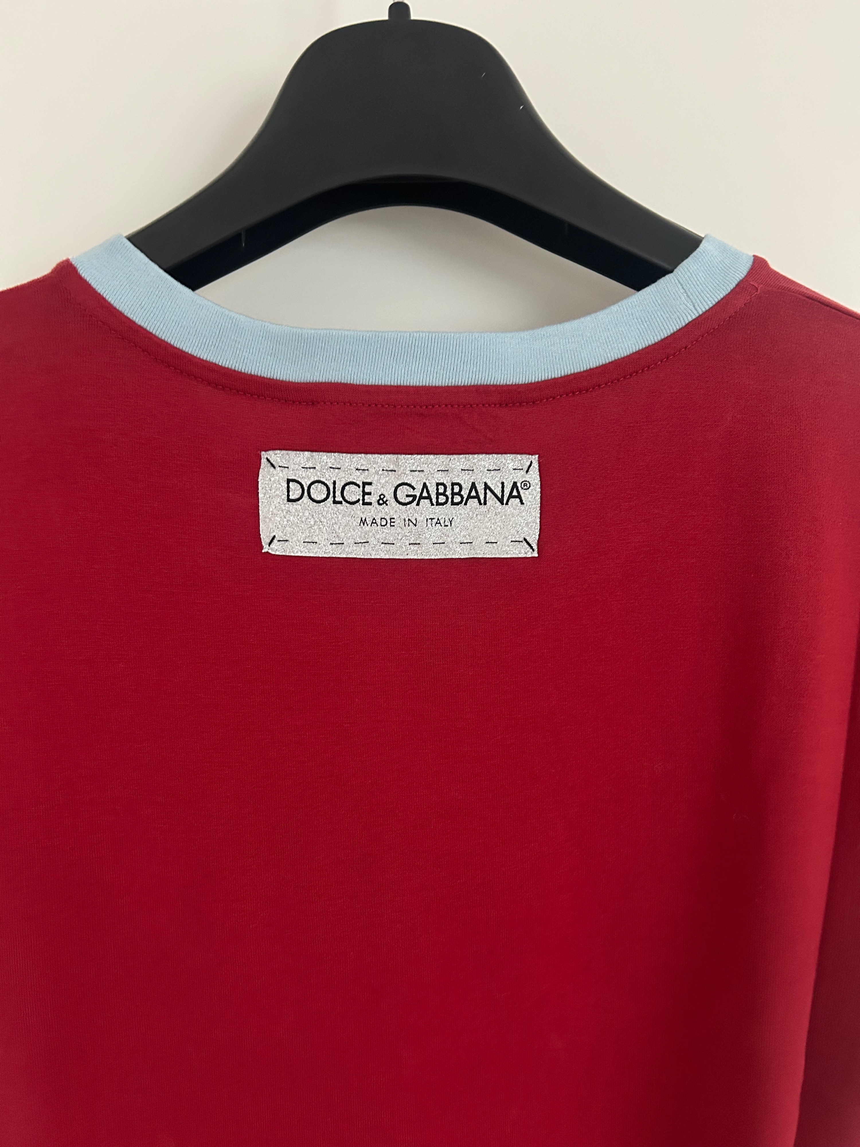 Dolce  Gabbana Burgundy DG Motif T-Shirt Size XS Red cotton