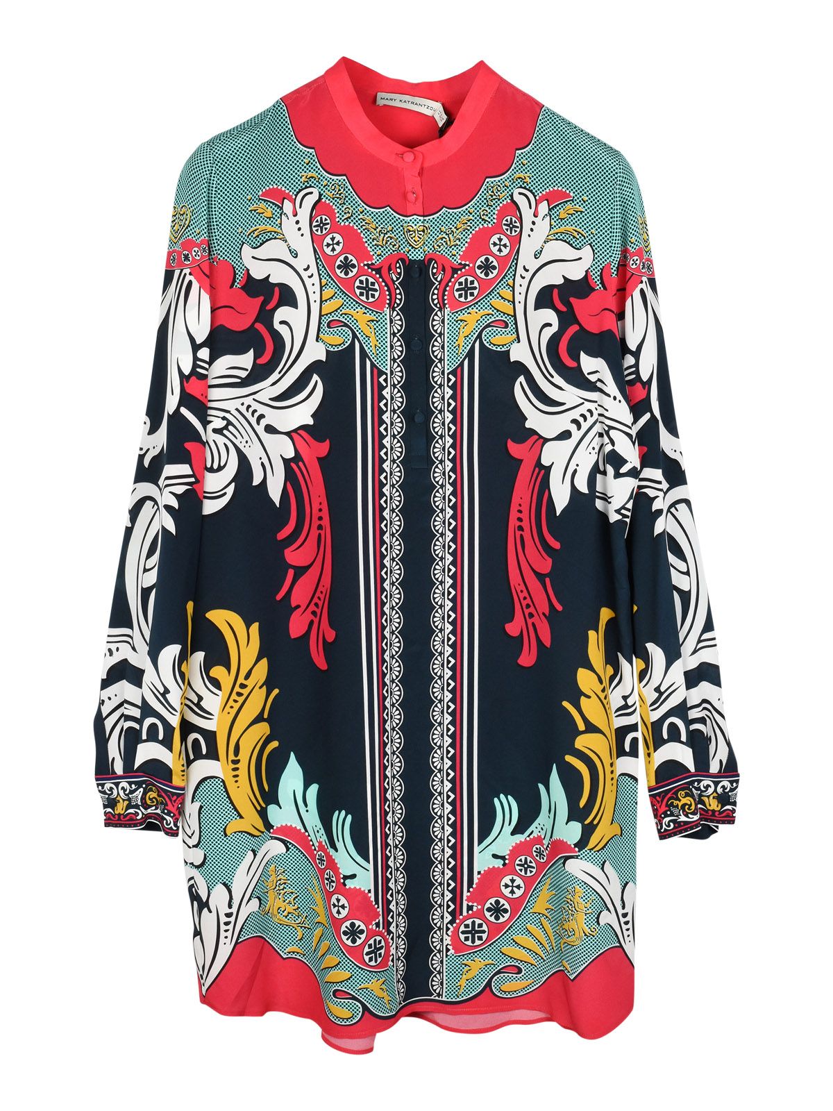 Mary Katrantzou Crepe de Chine Hellas Shirt Dress Size S Multicoloured silk