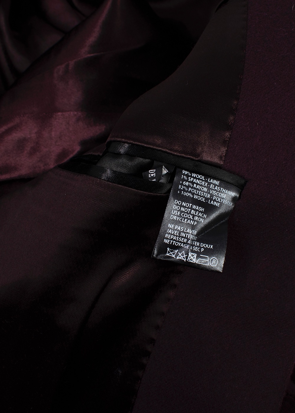 Preowned Haider Ackermann Burgundy Wool Coat with Contrast Velvet Collar Size M