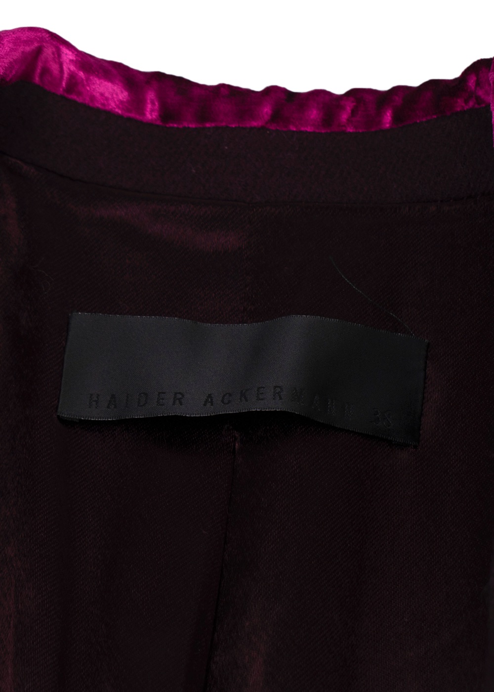 Preowned Haider Ackermann Burgundy Wool Coat with Contrast Velvet Collar Size M