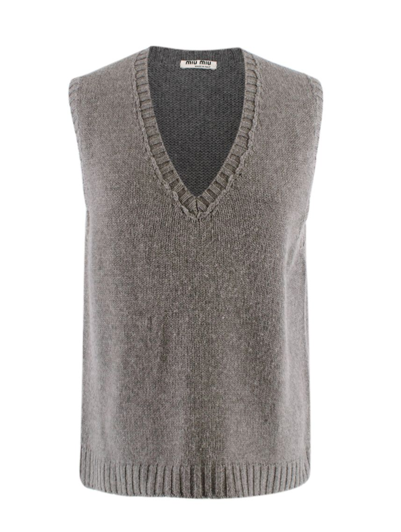 Preowned Miu Miu Grey Cashmere Knitted Vest Size XS