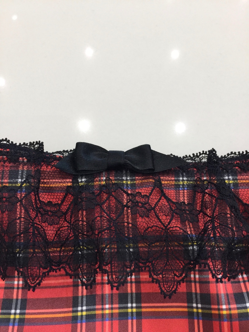 Chantal Thomass Tartan Satin  Leavers Lace Pad Bra  Brief Set Size S Check