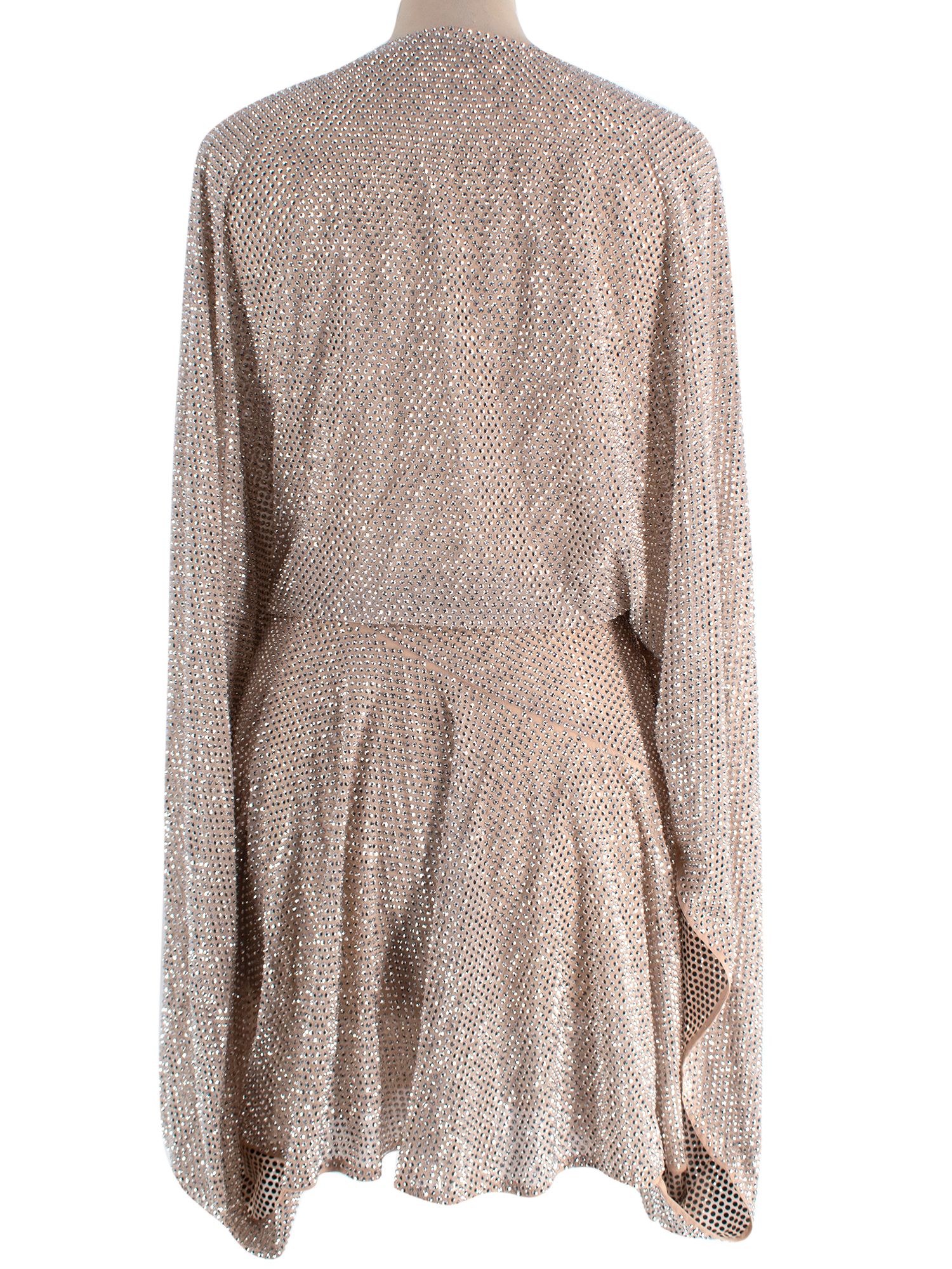 Stella McCartney Cape Effect Crystal Embellished Mini Dress Size XXS silver/nude silk