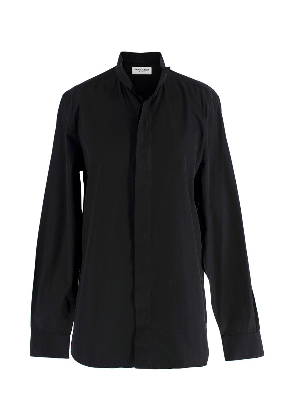 Men's Saint Laurent Black Cotton Long-Sleeve Shirt Size 15