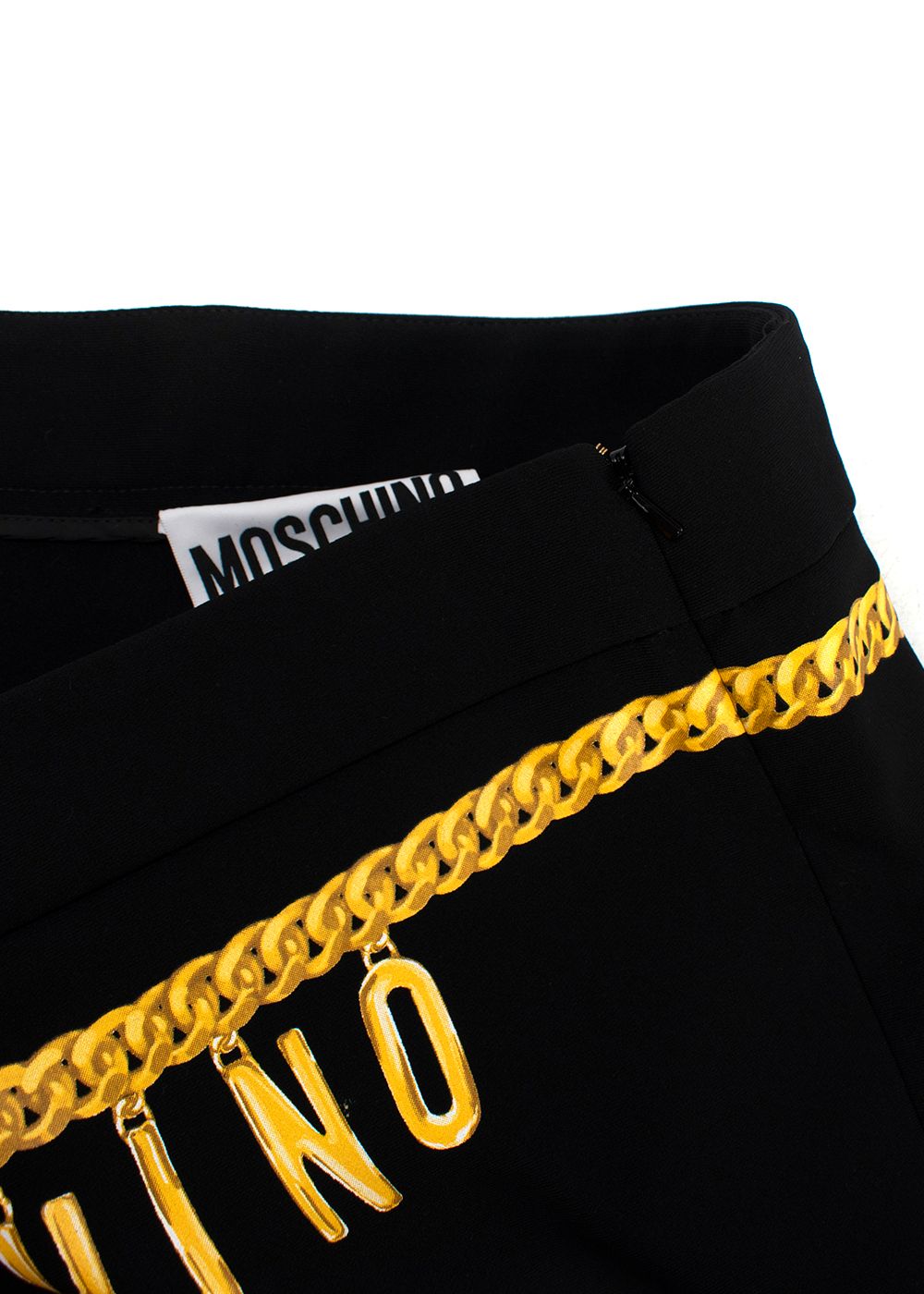 Moschino Couture Black Chain Print Trousers Size XS black gold polyester