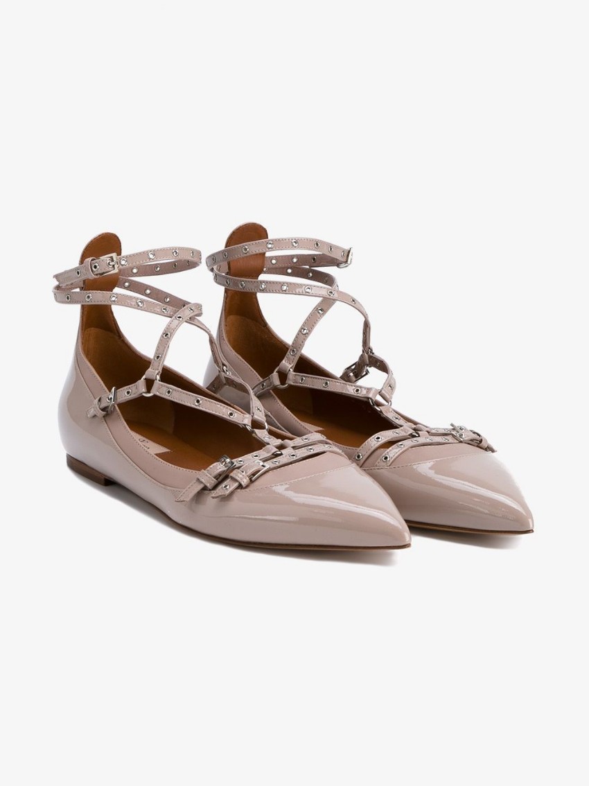 Valentino Love Latch Ballerina Flats Size 415 Beige/Nude leather