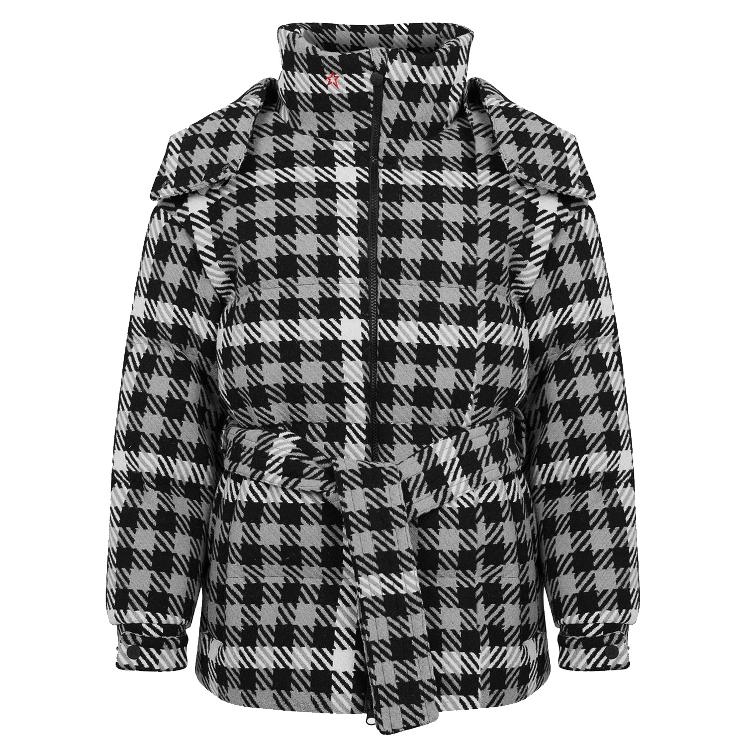 Perfect Moment Black and White Houndstooth Ski Jacket Size M Black Grey White polyester/wool