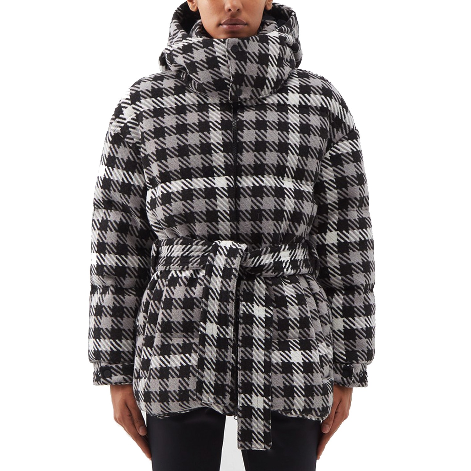 Perfect Moment Black and White Houndstooth Ski Jacket Size M Black Grey White polyester/wool