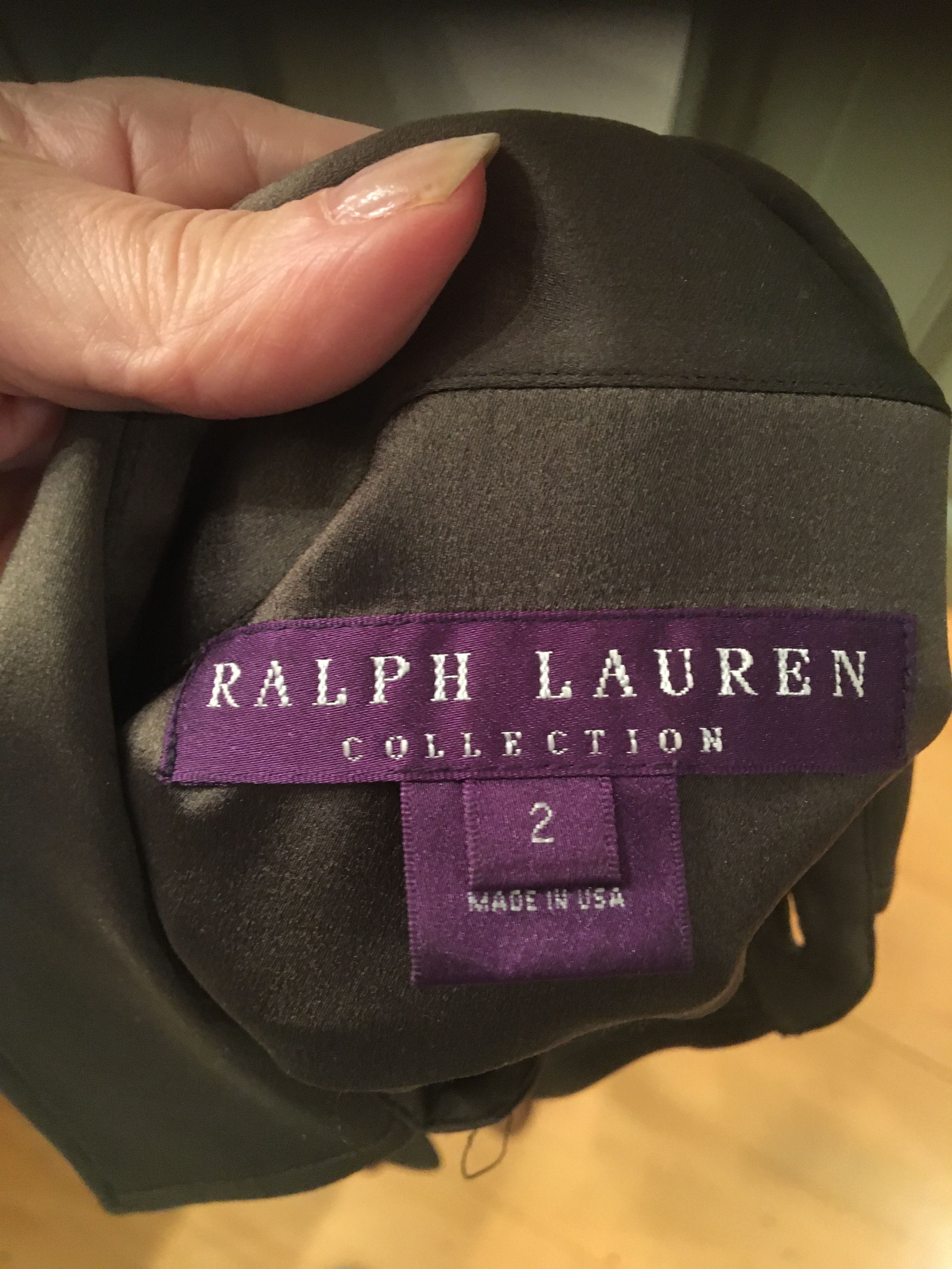 Ralph Lauren Purple label Khaki silk satin shirt Size S dark khaki