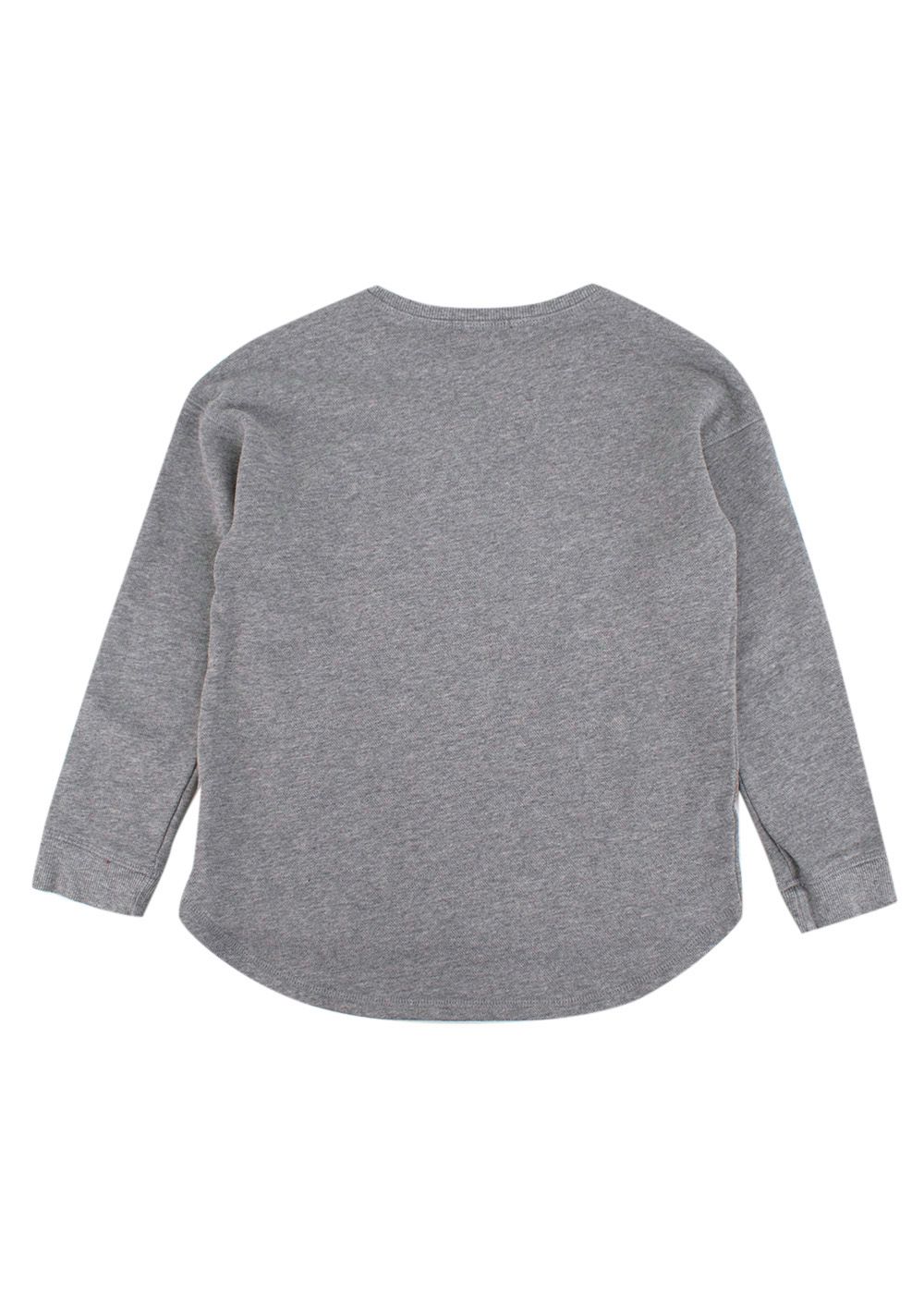 Boys Preowned Bonpoint kids 8Y grey long sleeved embroidered 'oh' jumper Size 8 Years cotton