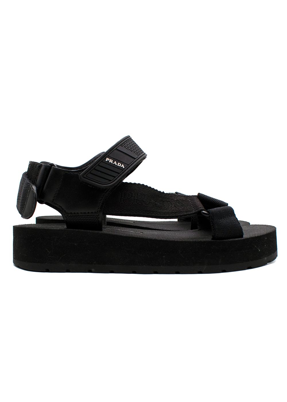 Prada Black Nomad Logo Strap Sandals Size 36 rubber