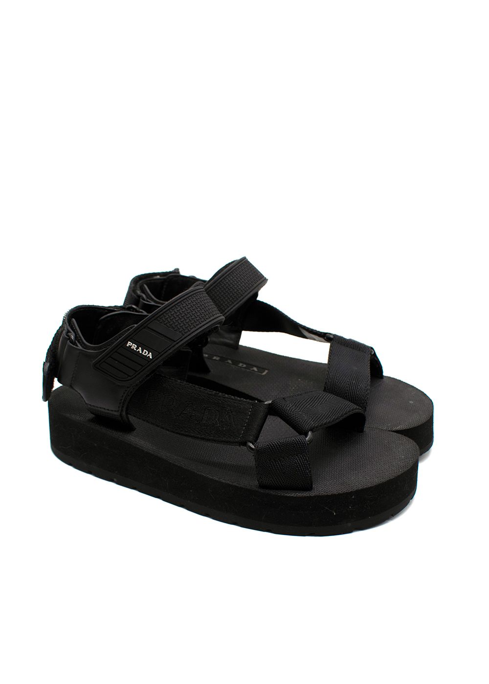 Prada Black Nomad Logo Strap Sandals Size 36 rubber