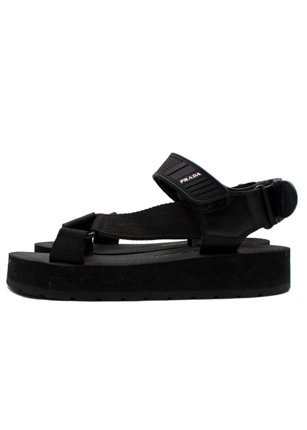 Prada Black Nomad Logo Strap Sandals Size 36 rubber