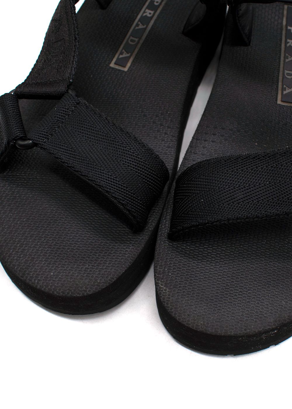 Prada Black Nomad Logo Strap Sandals Size 36 rubber