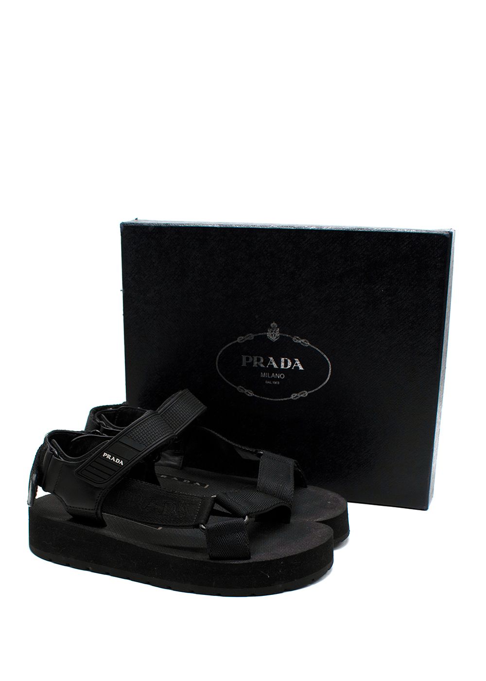 Prada Black Nomad Logo Strap Sandals Size 36 rubber