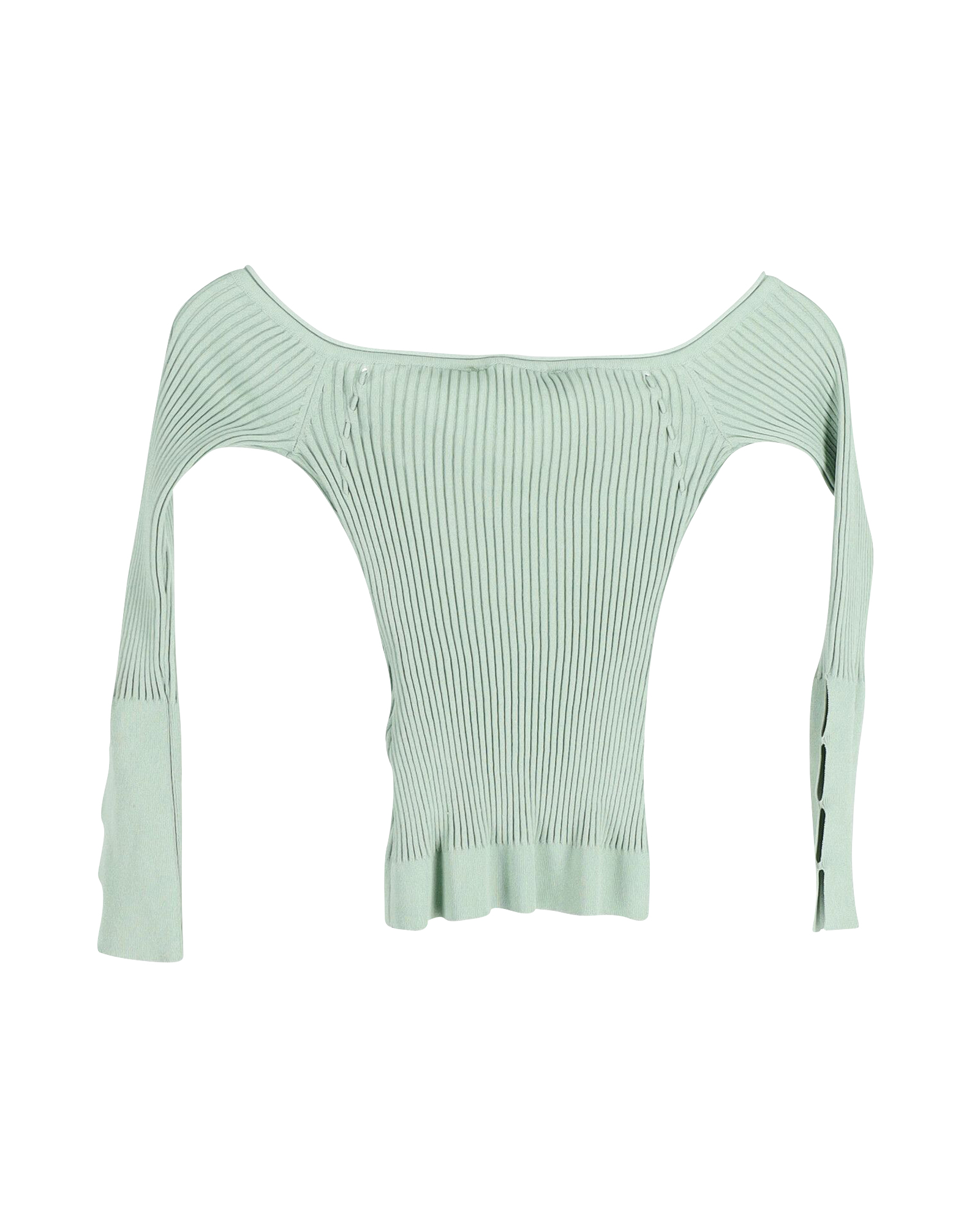 Preowned Jacquemus Tordu Cold Shoulder Green Ribbed Knit Cardigan Size XXS cellulose fibre/viscose