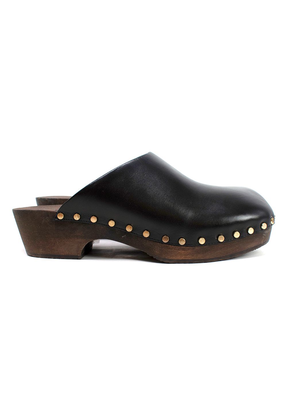 Preowned Khaite Lucca Studded Leather Clogs Size 385 Black