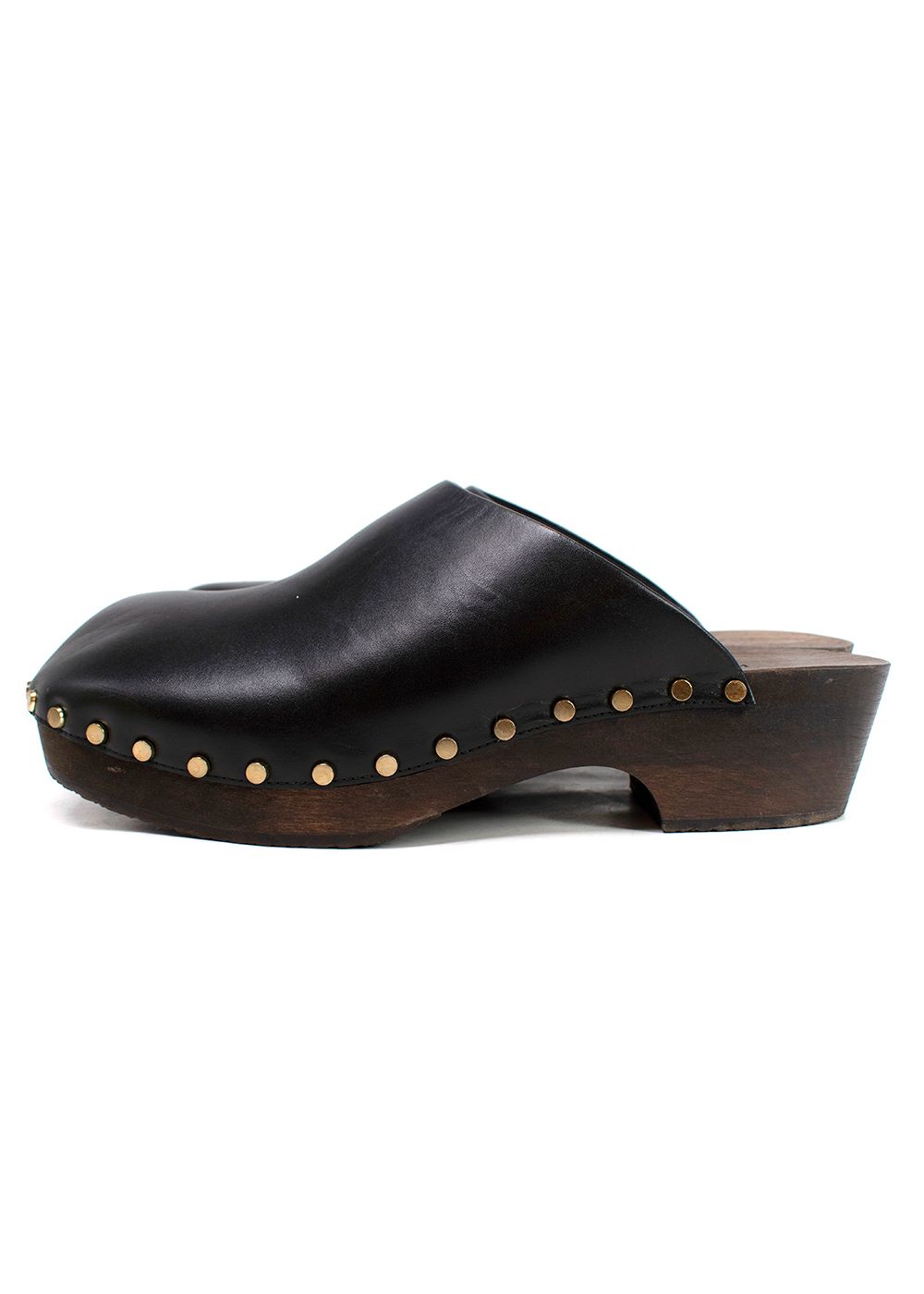 Preowned Khaite Lucca Studded Leather Clogs Size 385 Black