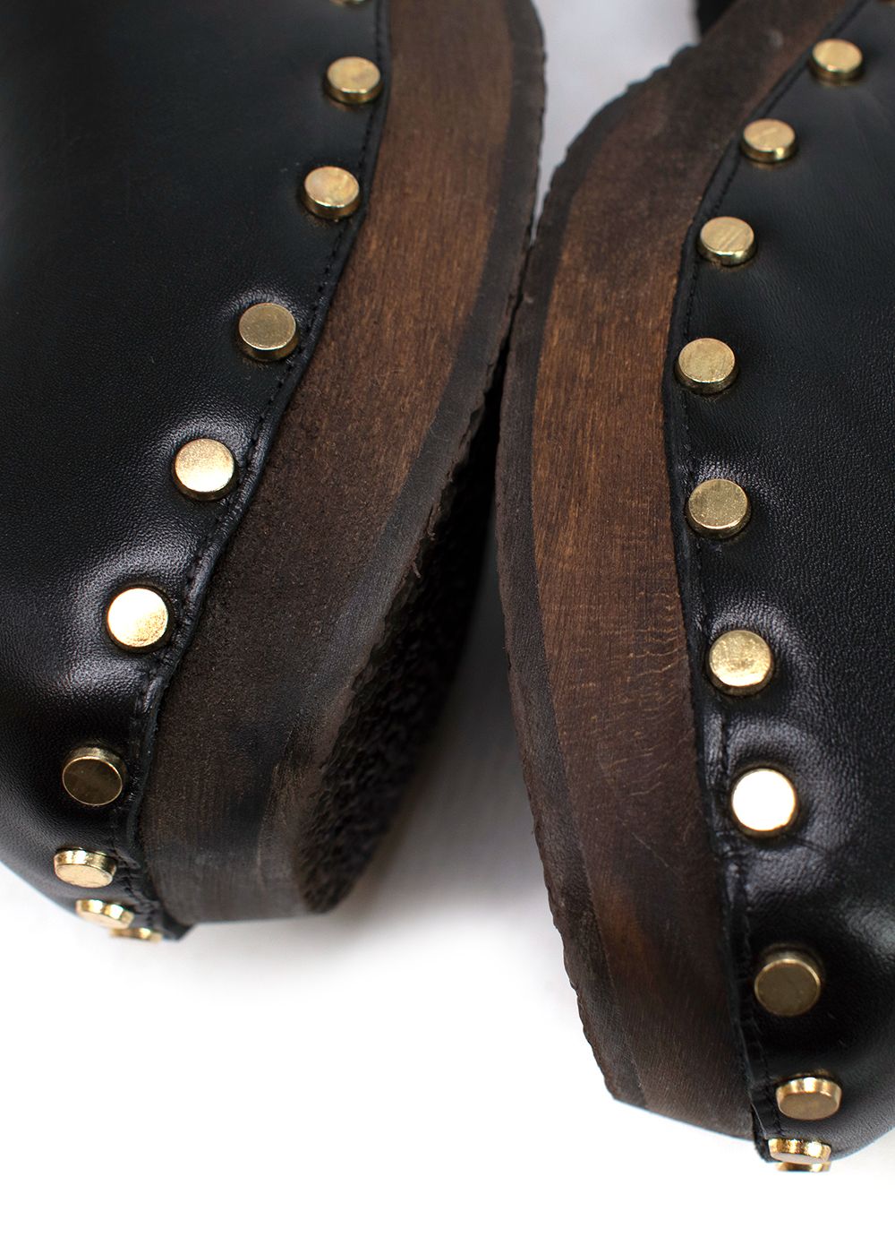 Preowned Khaite Lucca Studded Leather Clogs Size 385 Black