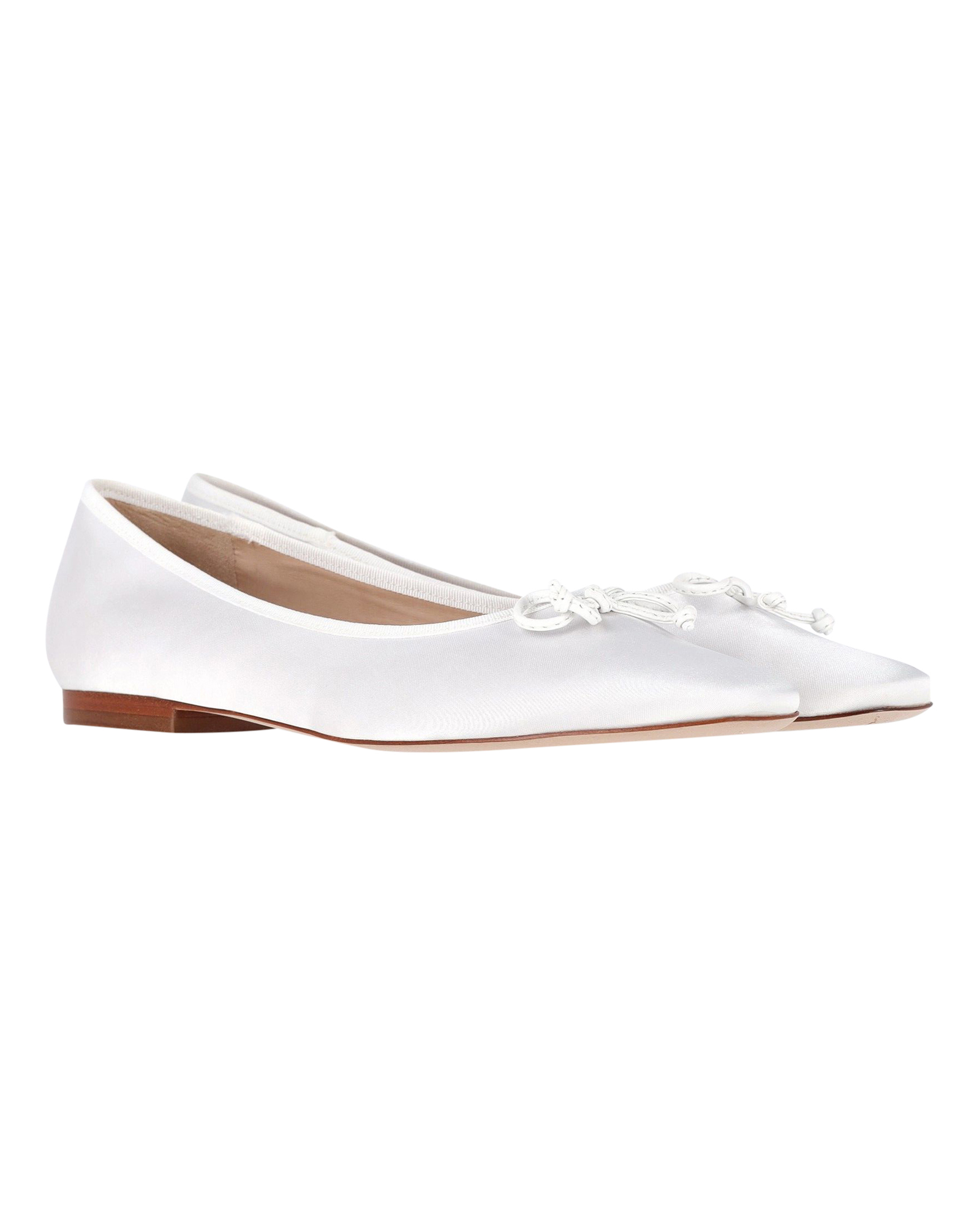 Preowned Porte  Paire White Satin Ballet Flats Size 39