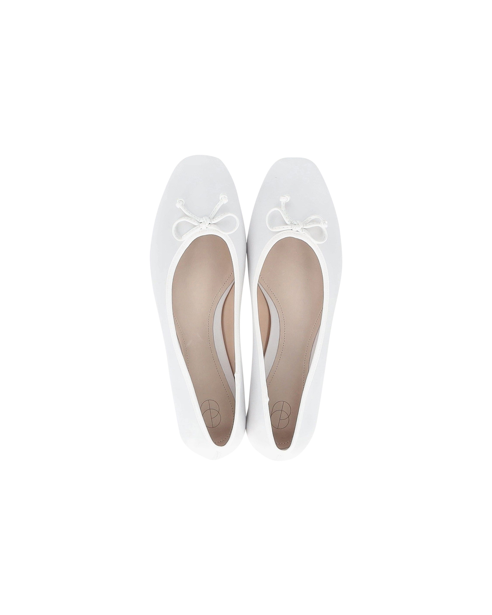 Preowned Porte  Paire White Satin Ballet Flats Size 39