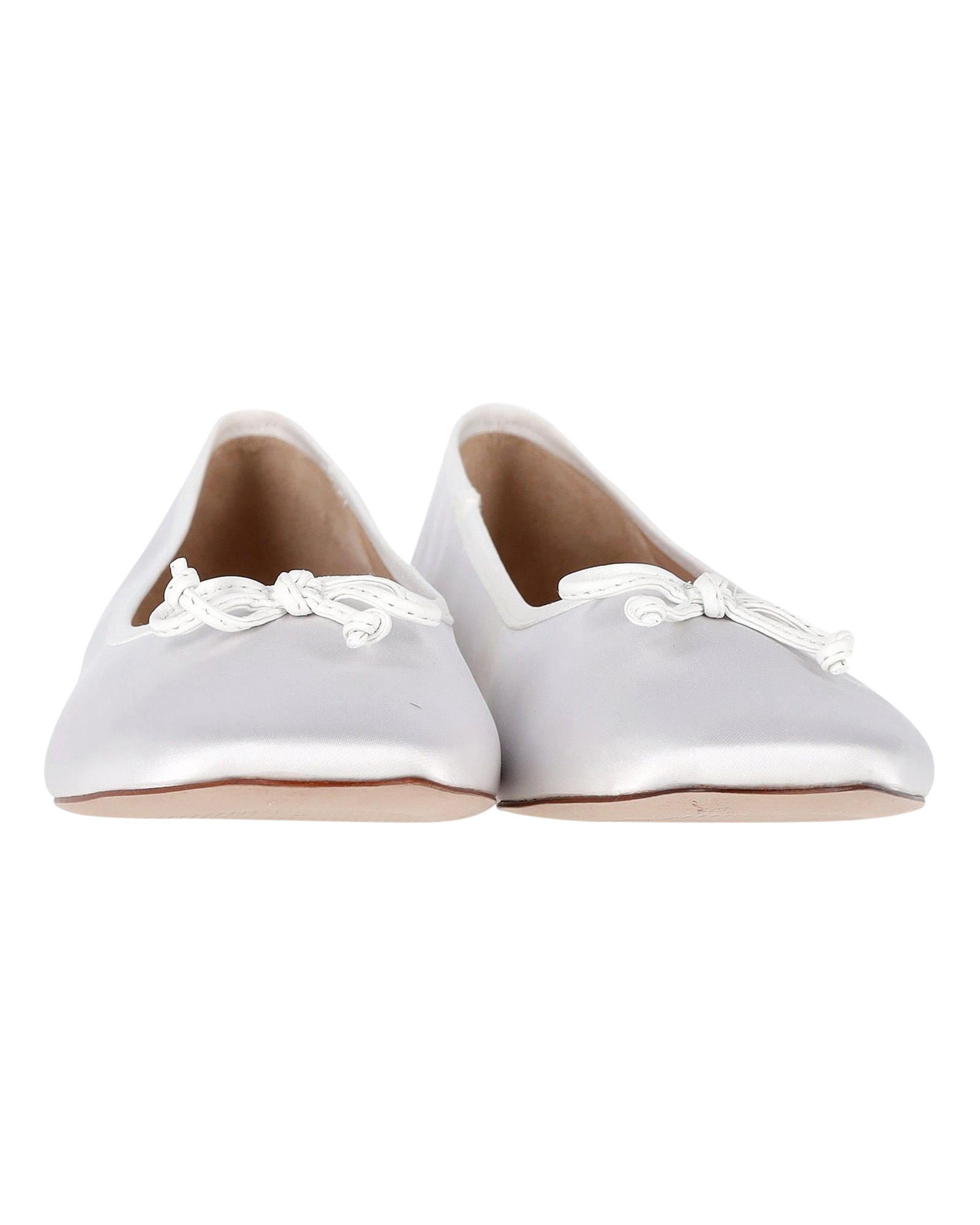 Preowned Porte  Paire White Satin Ballet Flats Size 39