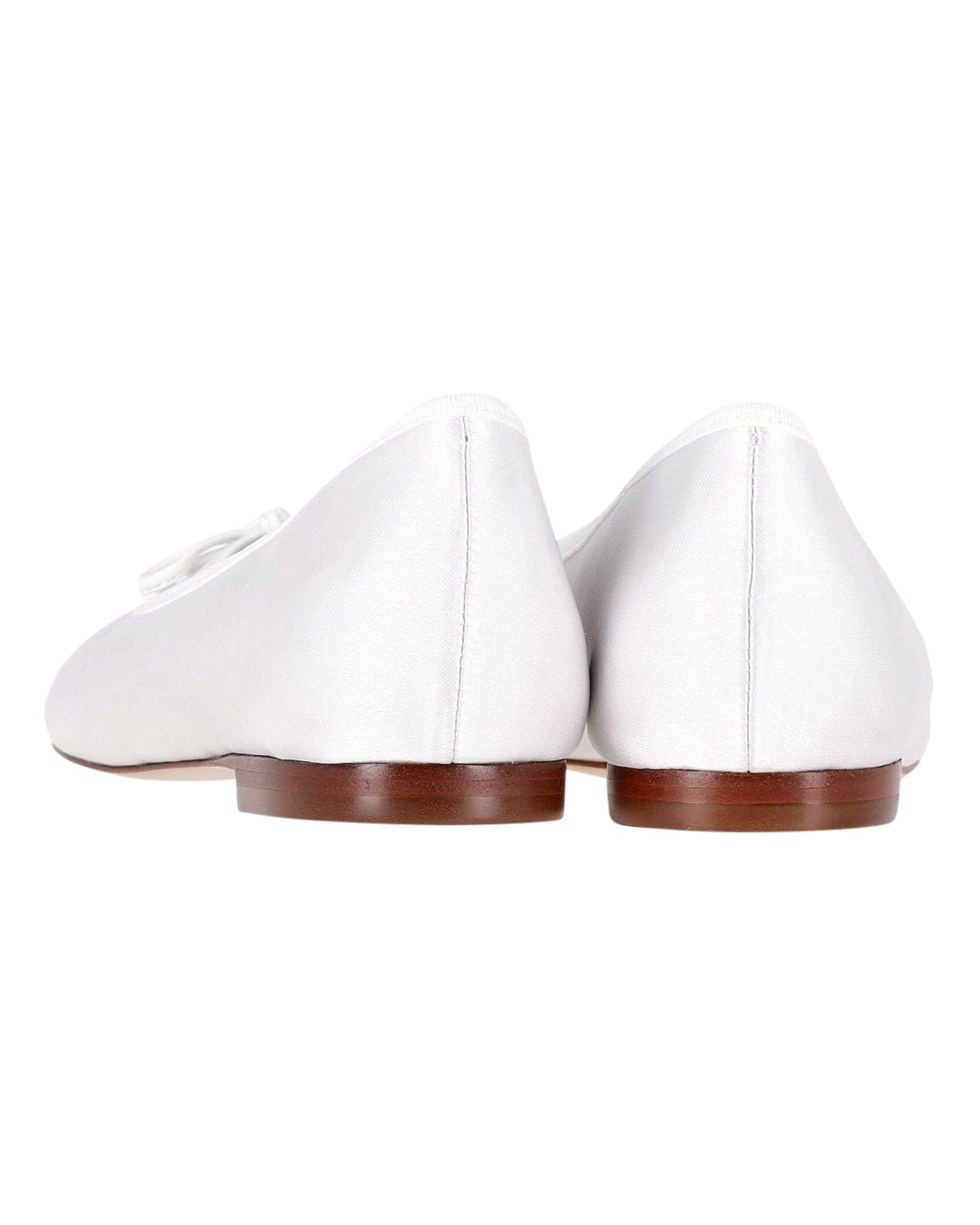 Preowned Porte  Paire White Satin Ballet Flats Size 39