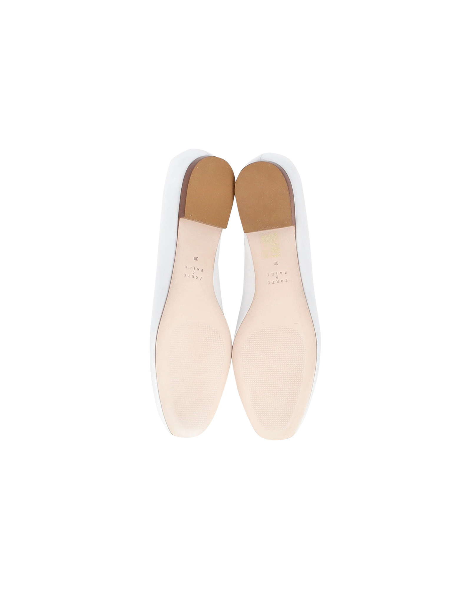 Preowned Porte  Paire White Satin Ballet Flats Size 39