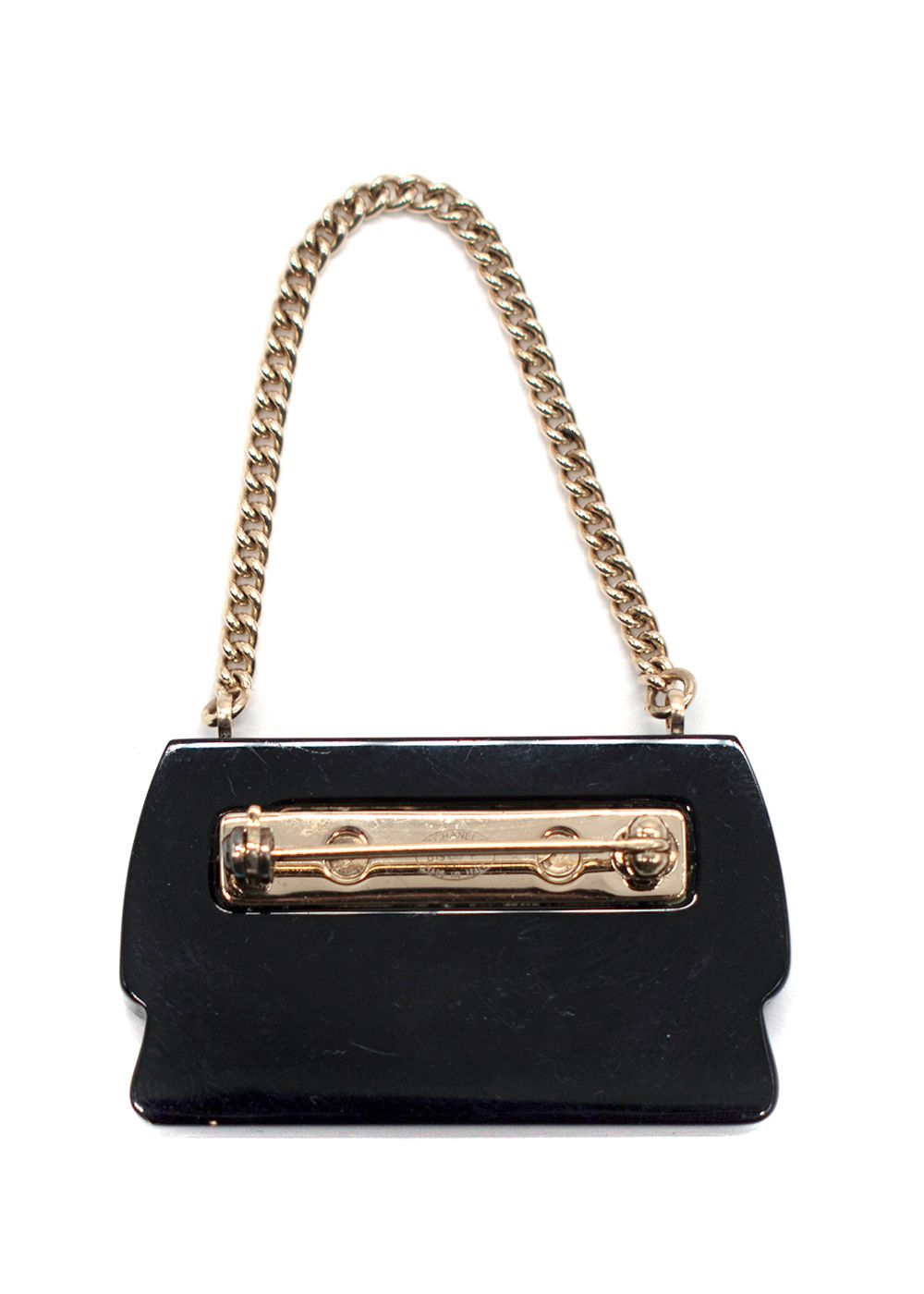 Chanel Black Resin  Flap Bag Brooch