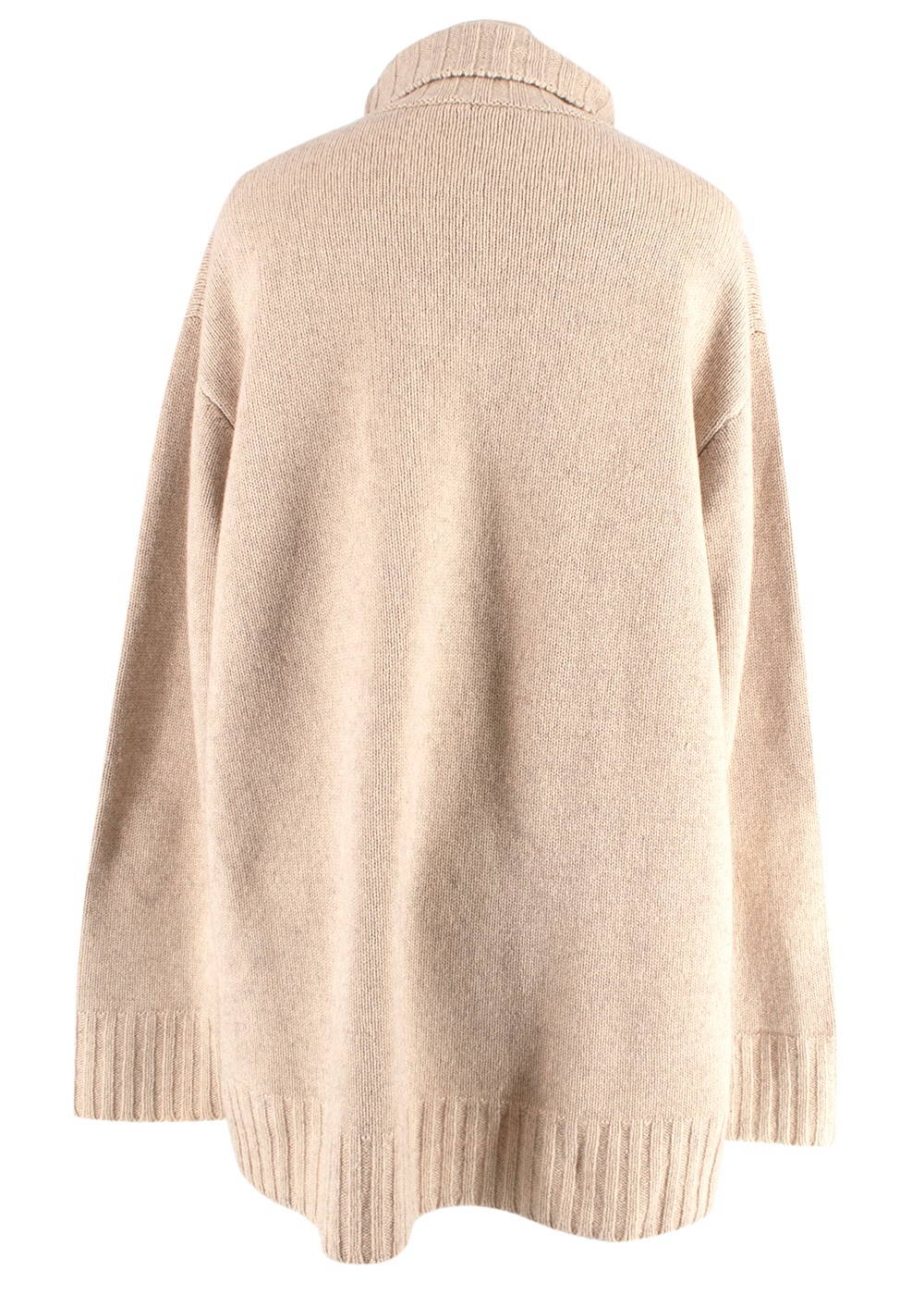 Preowned Celine Chunky-Knit Merino Wool Roll-Neck Jumper Size S Beige