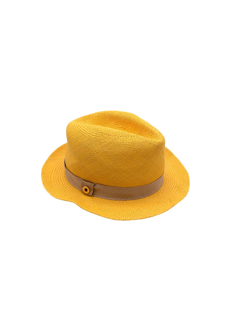 Preowned Loro Piana Sunshine Yellow Straw Canapa Hat - S