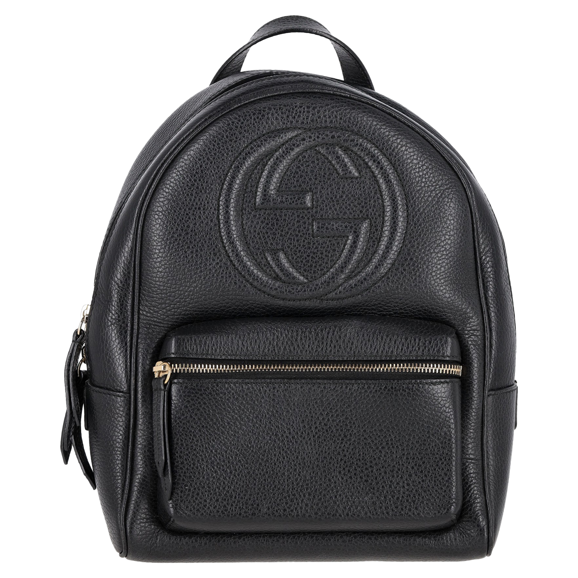 Preowned Black Leather Gucci Soho Chain Backpack black | black