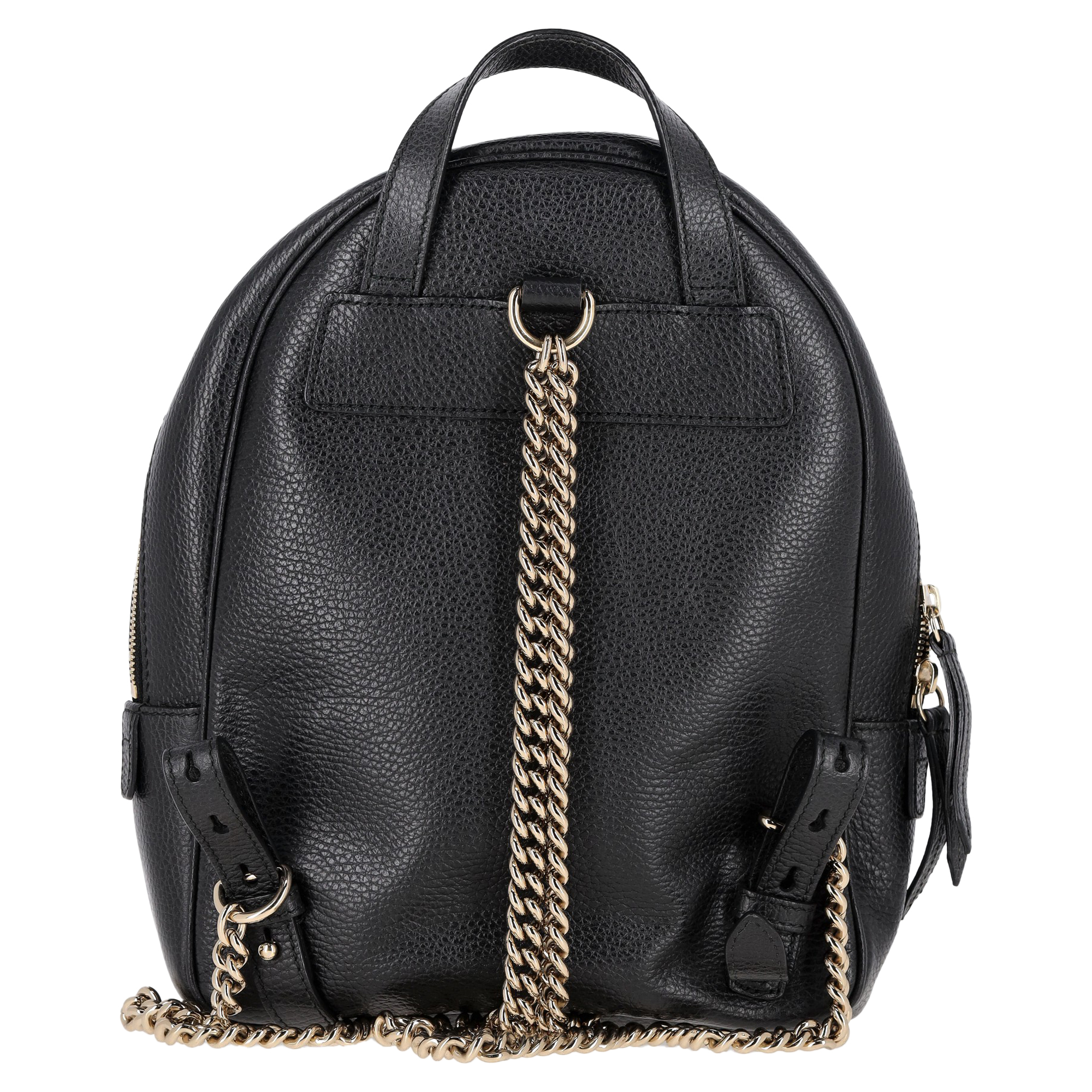 Preowned Black Leather Gucci Soho Chain Backpack black | black