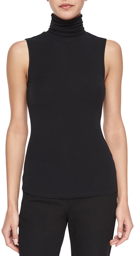 Preowned Theory Black Sleeveless Rollneck Wendel Top Size XS viscose