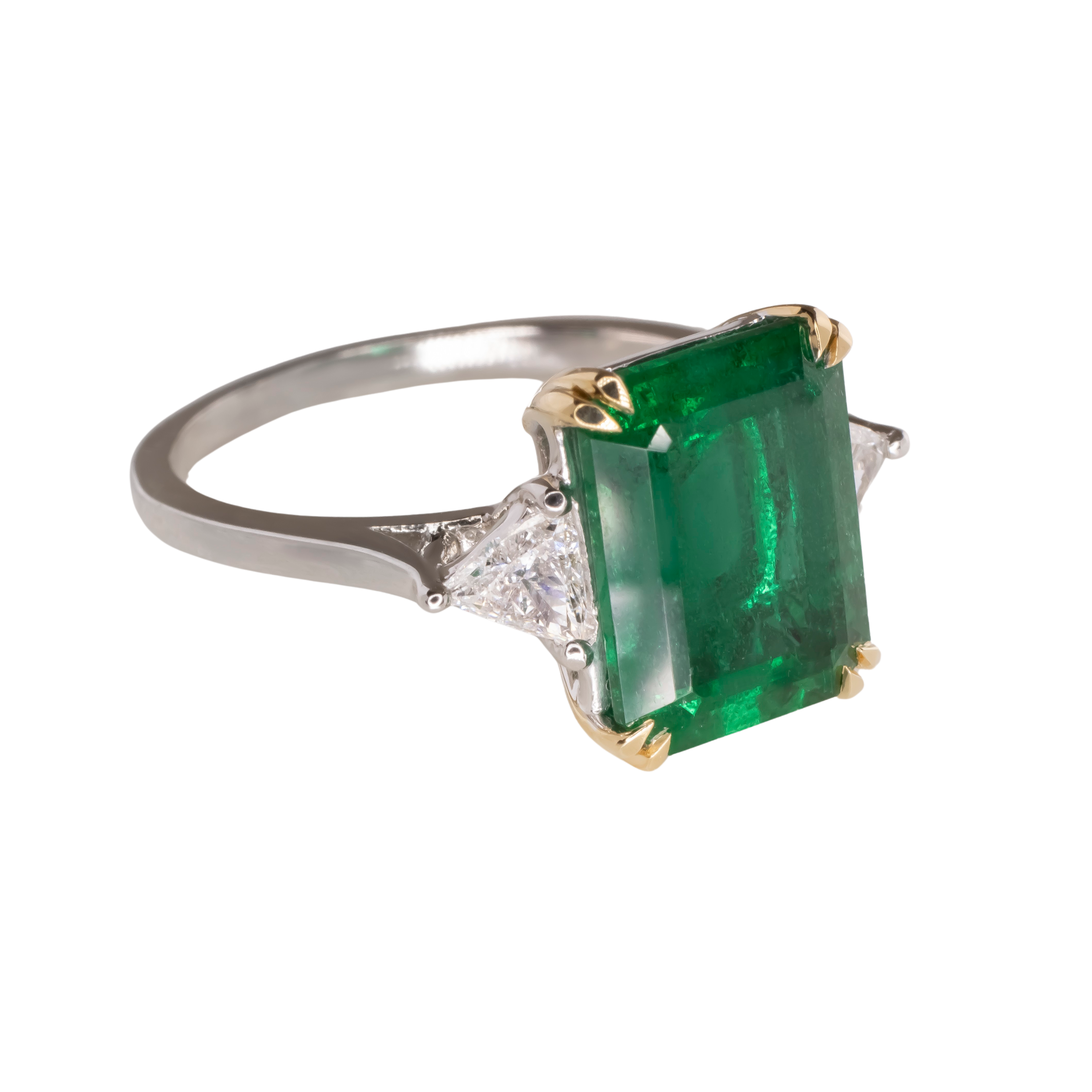 Antinori Fine Jewels 18kt Gold GRS 438ct Emerald-cut Emerald and 032ct Diamond Ring Green white gold