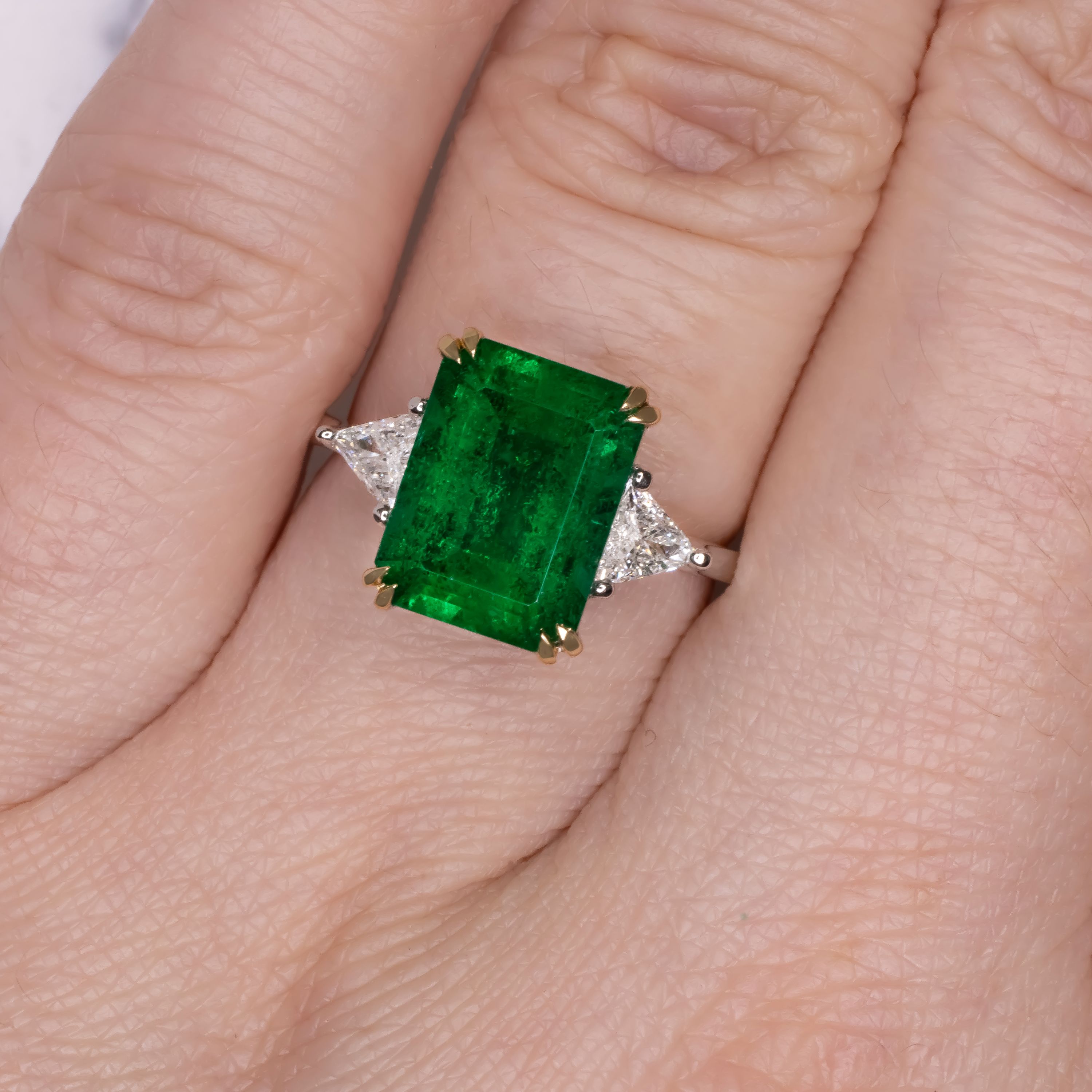 Antinori Fine Jewels 18kt Gold GRS 438ct Emerald-cut Emerald and 032ct Diamond Ring Green white gold