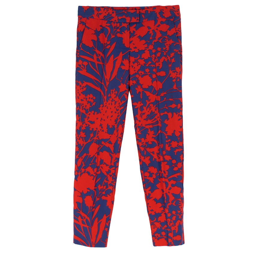 Preowned Max  Co Floral-Print Cropped Tapered Trousers Size XS Floral / Patterned unknown composition