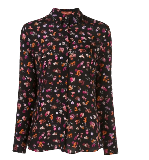 Altuzarra Black Floral Print Chika Silk Shirt Size S